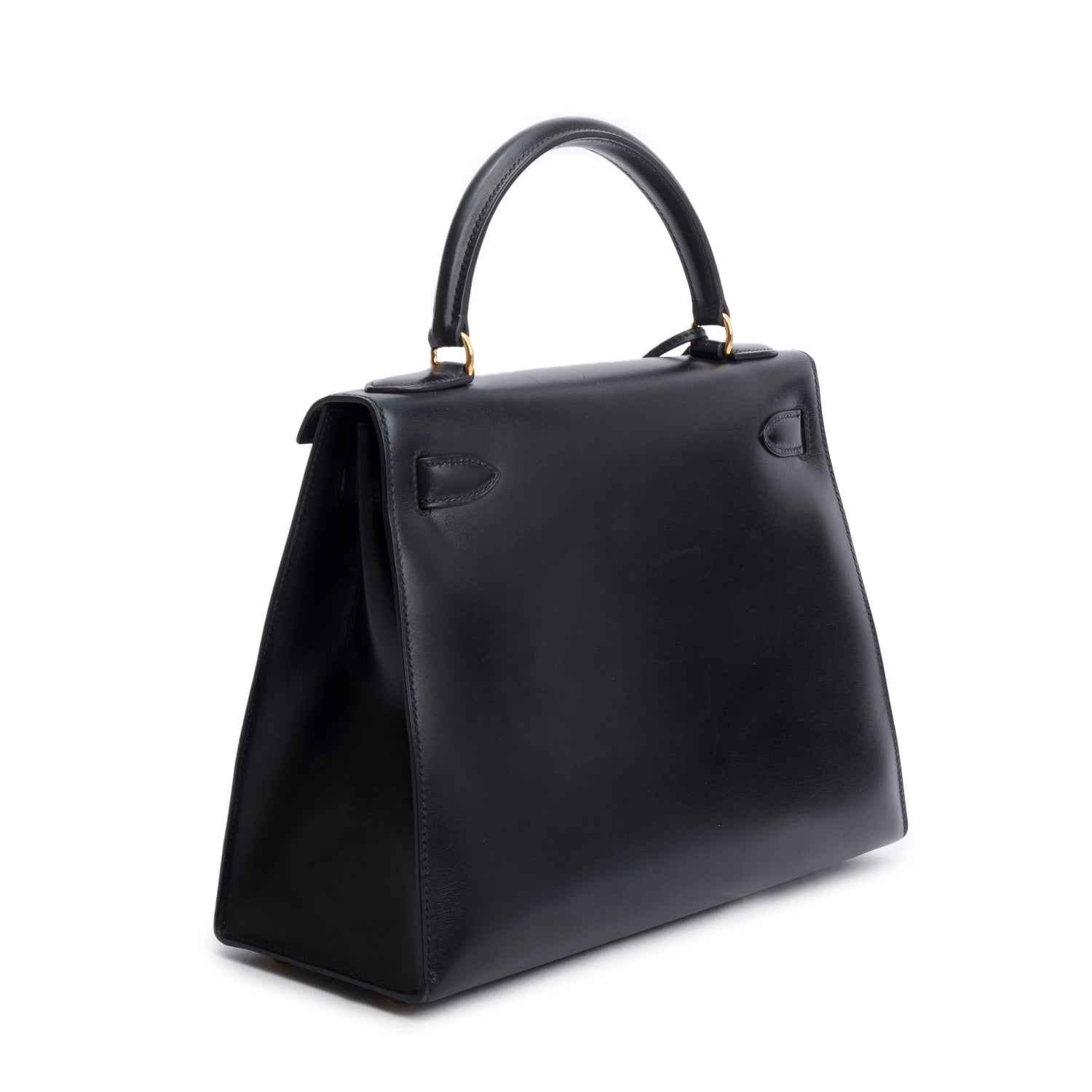 Hermes Noir Box Leather Kelly II Sellier 28 w/ Strap