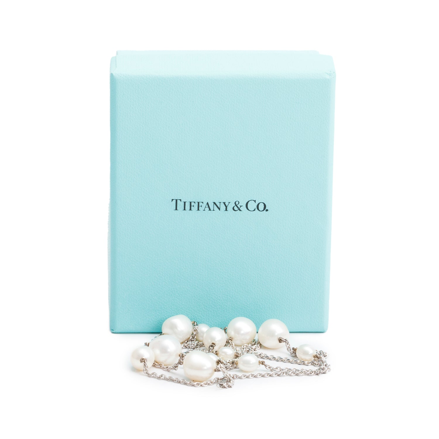 Tiffany & Co. Elsa Peretti Sterling Silver Pearls by the Yard Sprinkle Necklace w/ Box