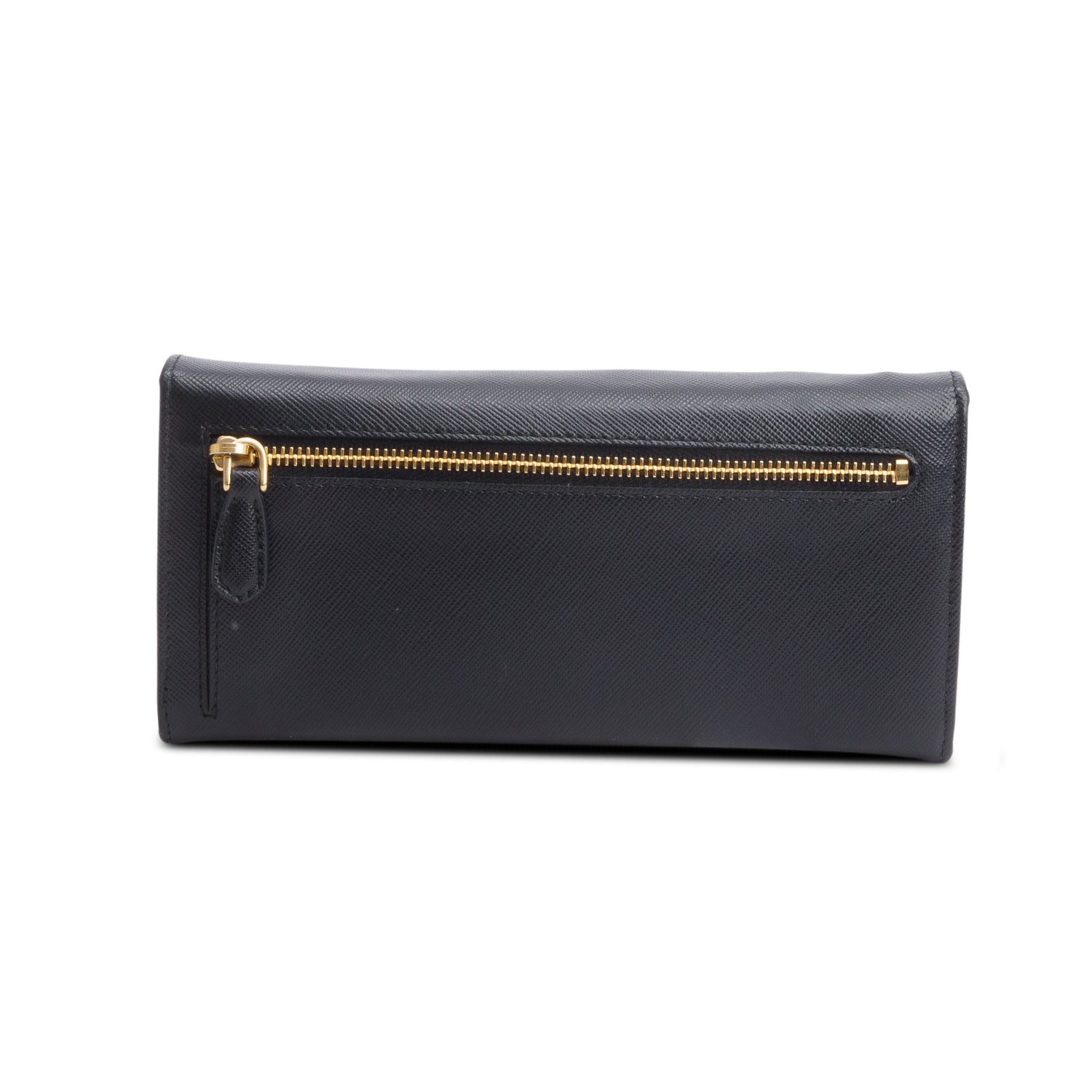 Prada Black Saffiano Leather Continental Bow Wallet w/ Receipt & Authenticity Card
