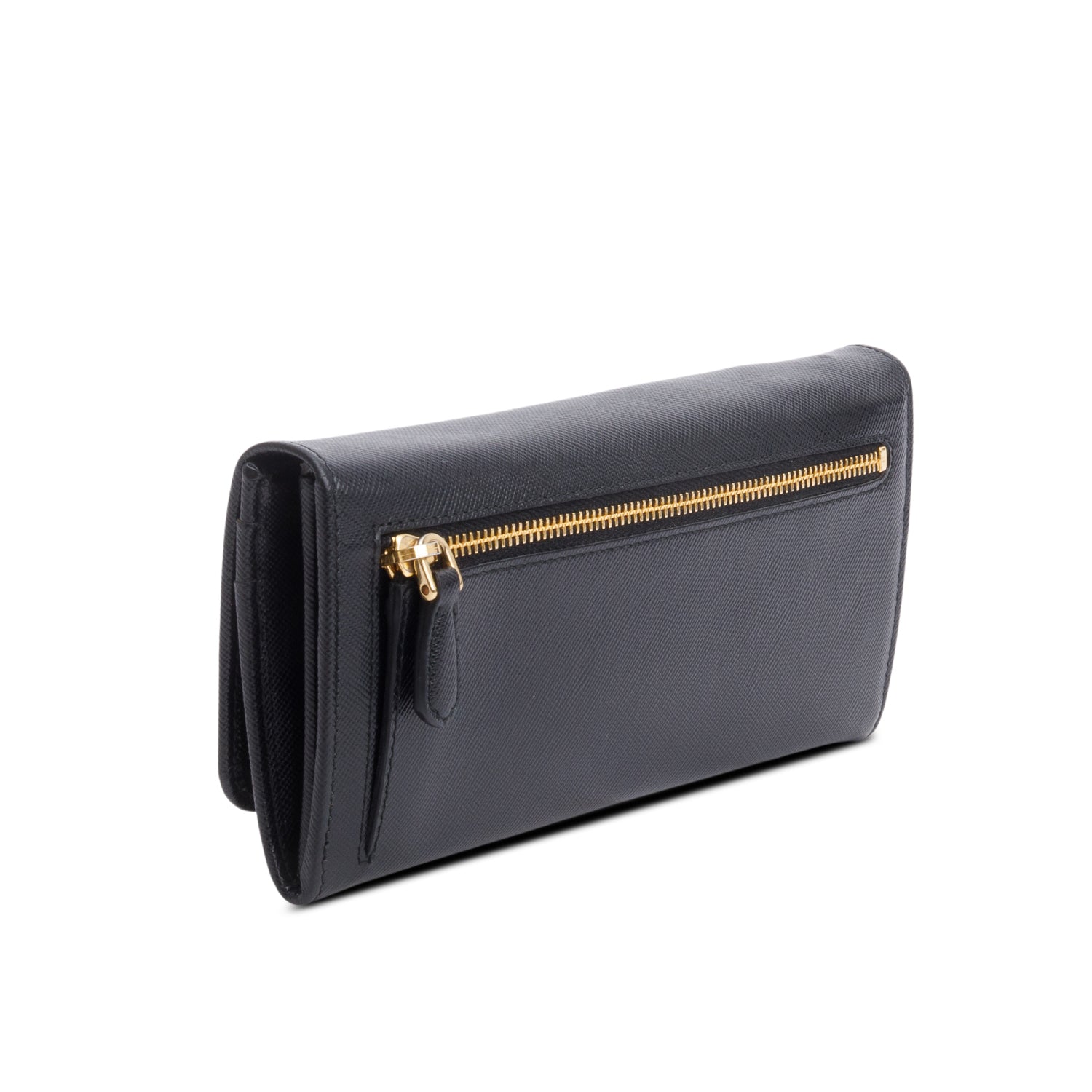 Prada Black Saffiano Leather Continental Bow Wallet w/ Receipt & Authenticity Card