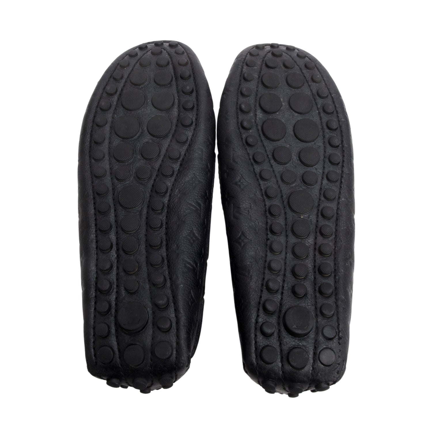 Louis Vuitton Black Monogram Empreinte Leather Gloria Flat Loafers, Size 37