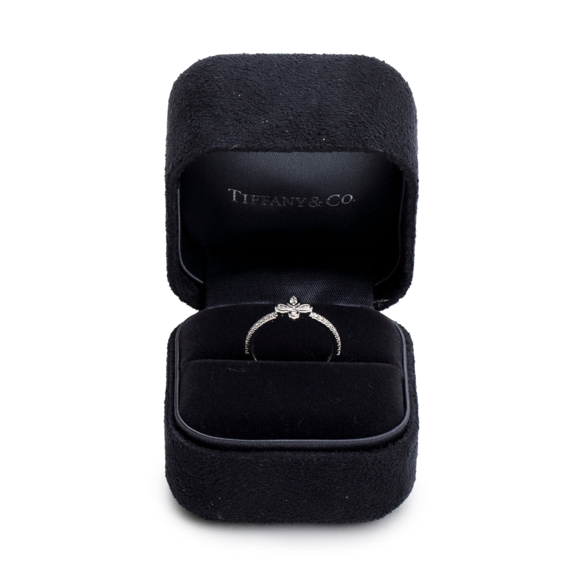 Tiffany & Co. Platinum Diamond Fleur de Lis Ring, Size 5 w/ Box