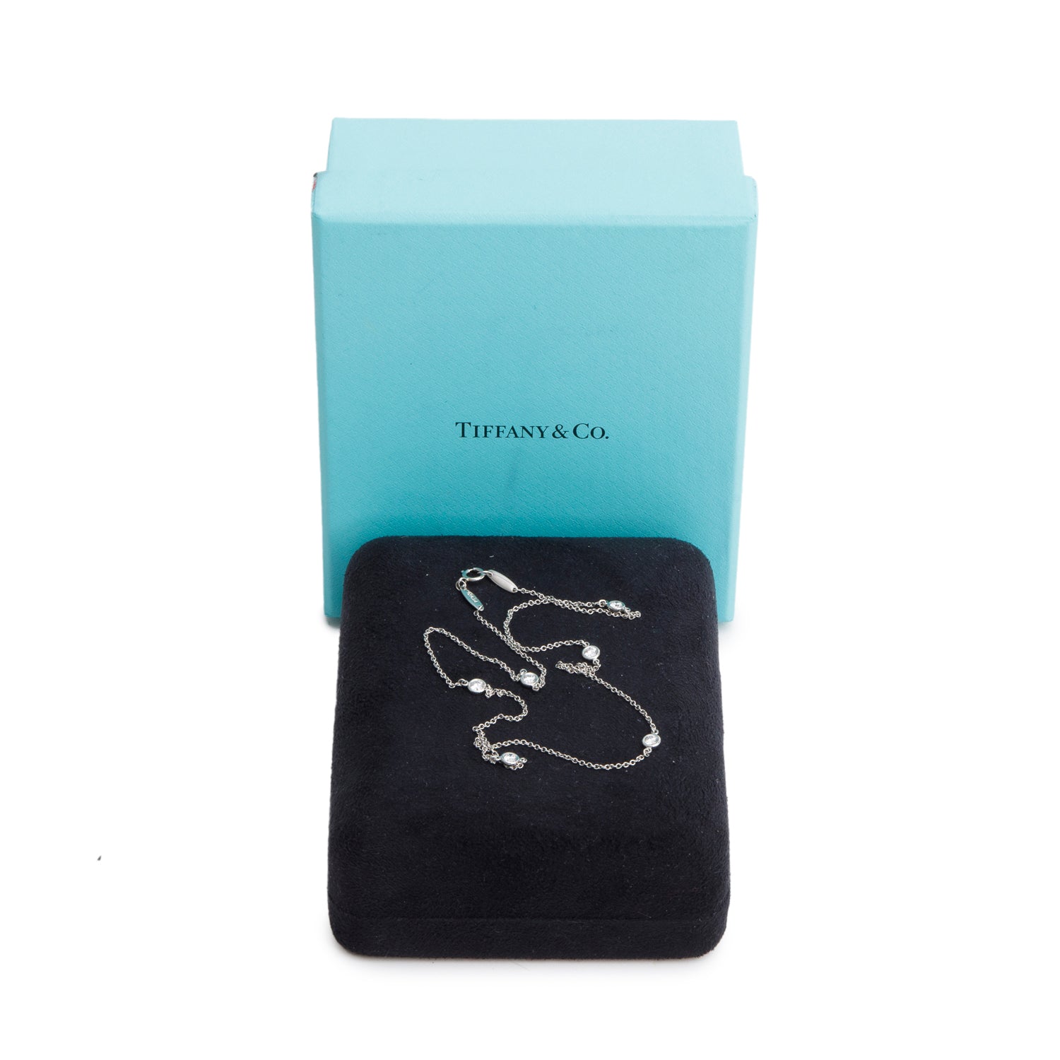 Tiffany & Co. Elsa Peretti Platinum 0.60 tcw. Diamonds by the Yard Necklace w/ Box