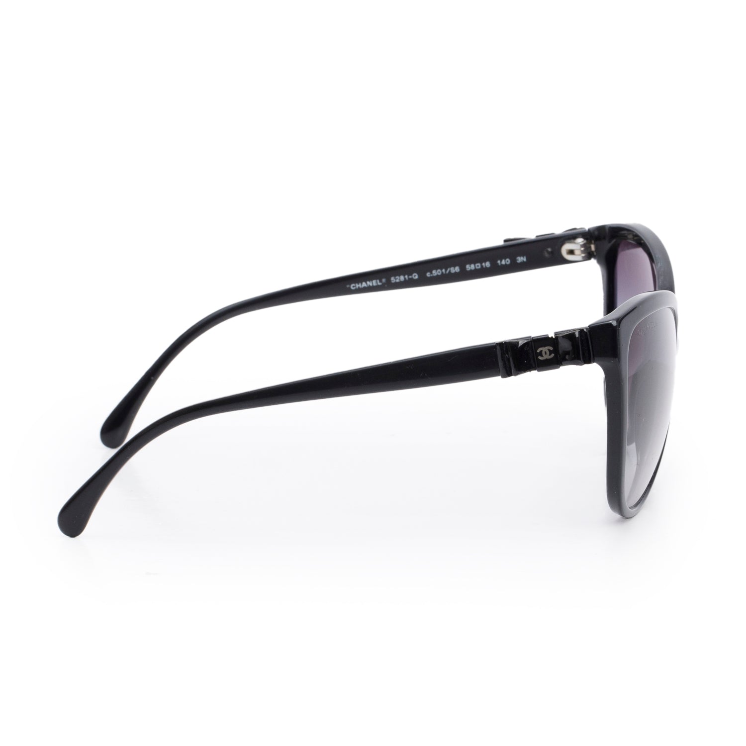 Chanel 5281-Q Black Acetate CC Bow Accent Cat-Eye Sunglasses w/ Box & Case
