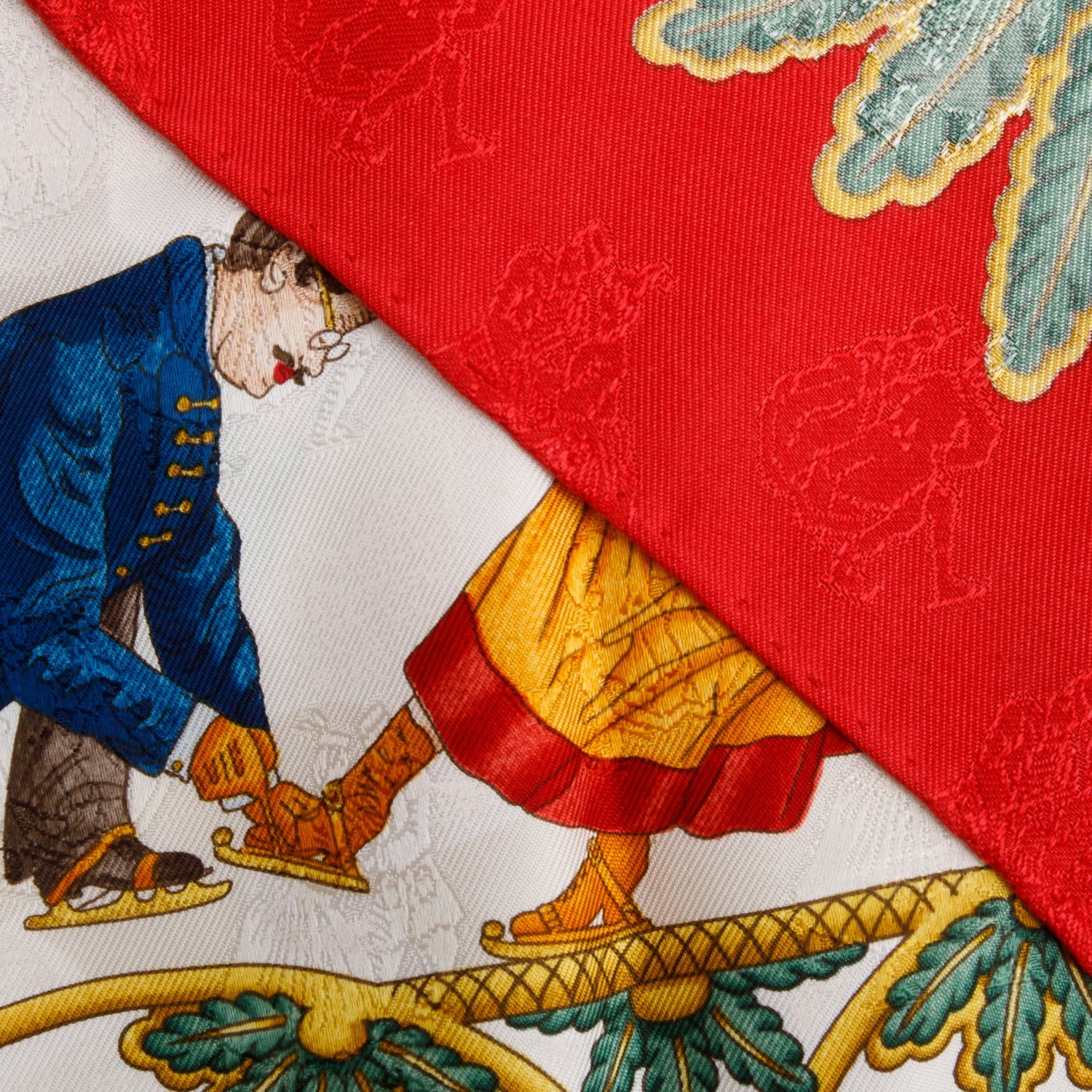 Hermes Red/Multicolor 'Joies d' Hiver' Silk Scarf 90