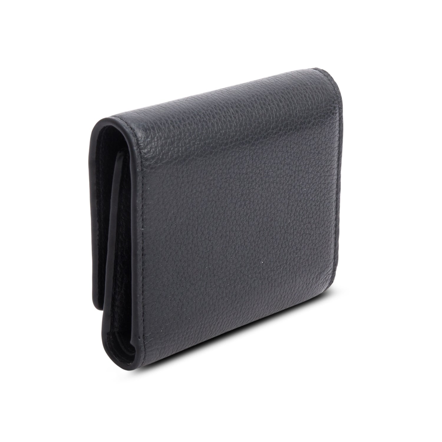 Jimmy Choo Black Leather Embossed Logo Compact Wallet