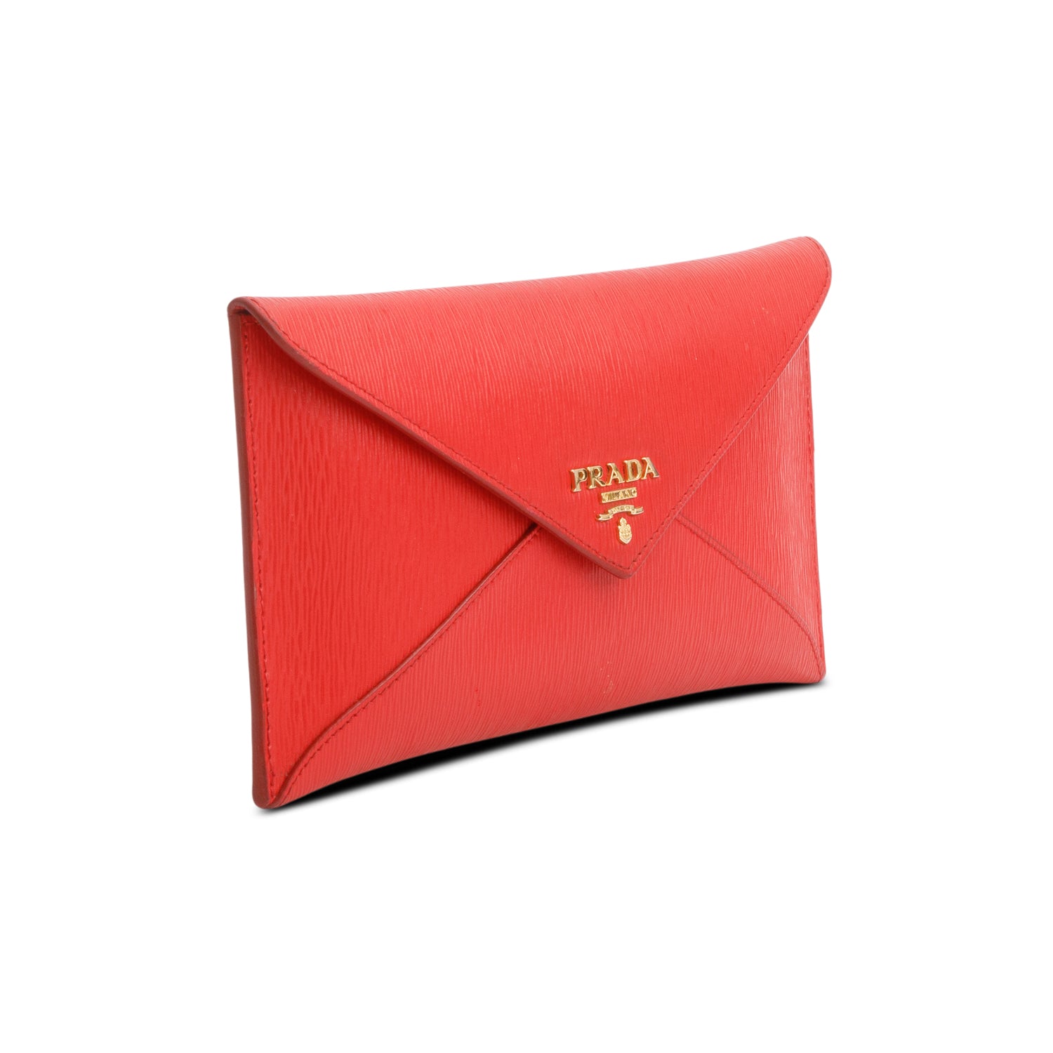Prada Red Vitello Move Leather Envelope Wallet