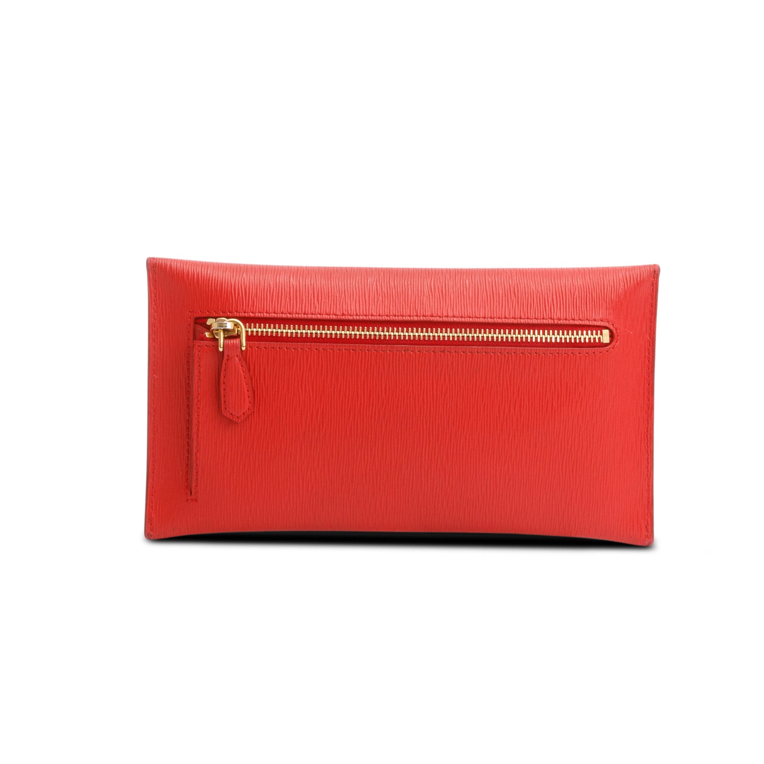 Prada Red Vitello Move Leather Envelope Wallet