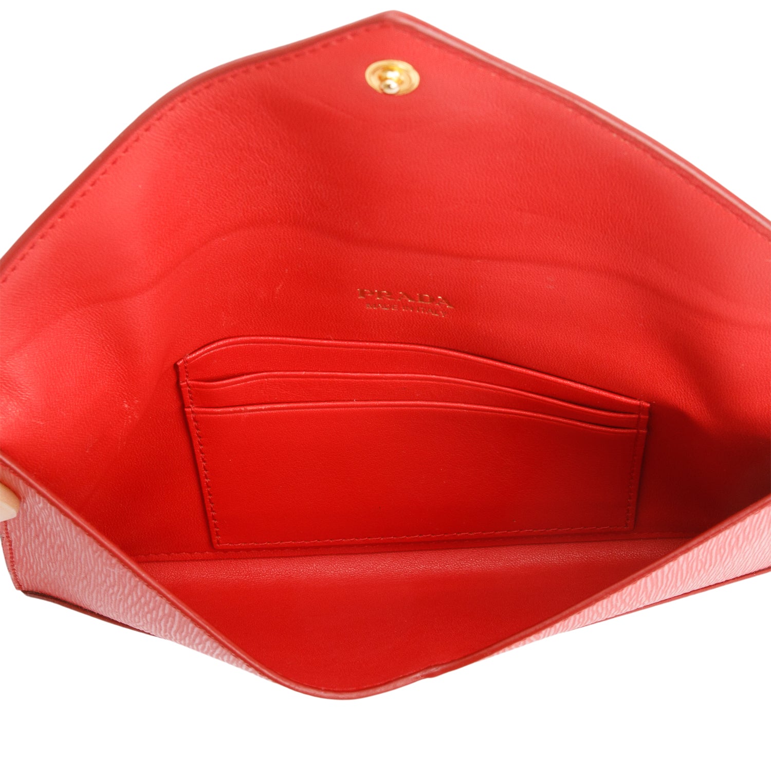 Prada Red Vitello Move Leather Envelope Wallet