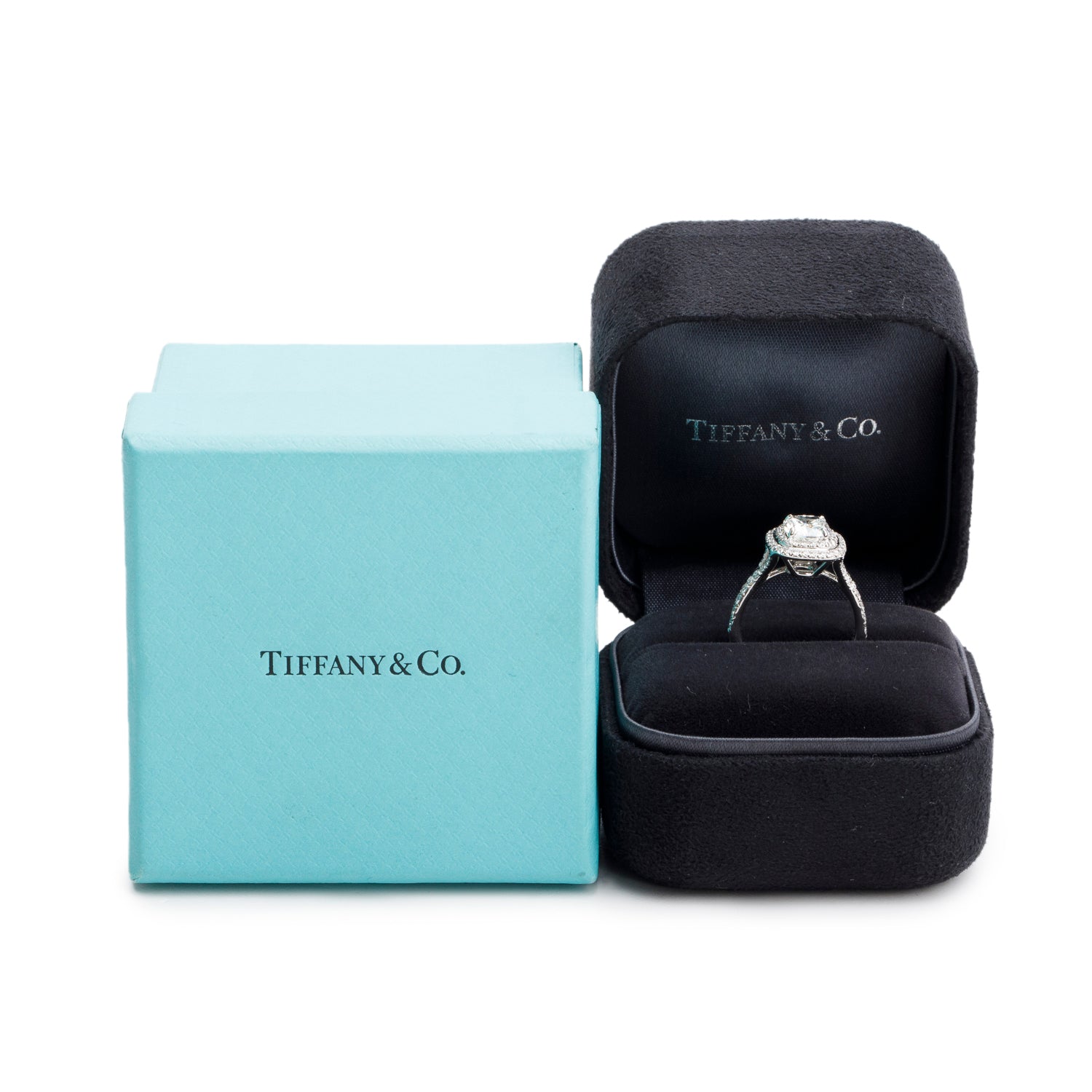 Tiffany & Co. Platinum 1.27 ct. Modified Cushion Diamond Soleste Engagement Ring, Size 4 w/ Box