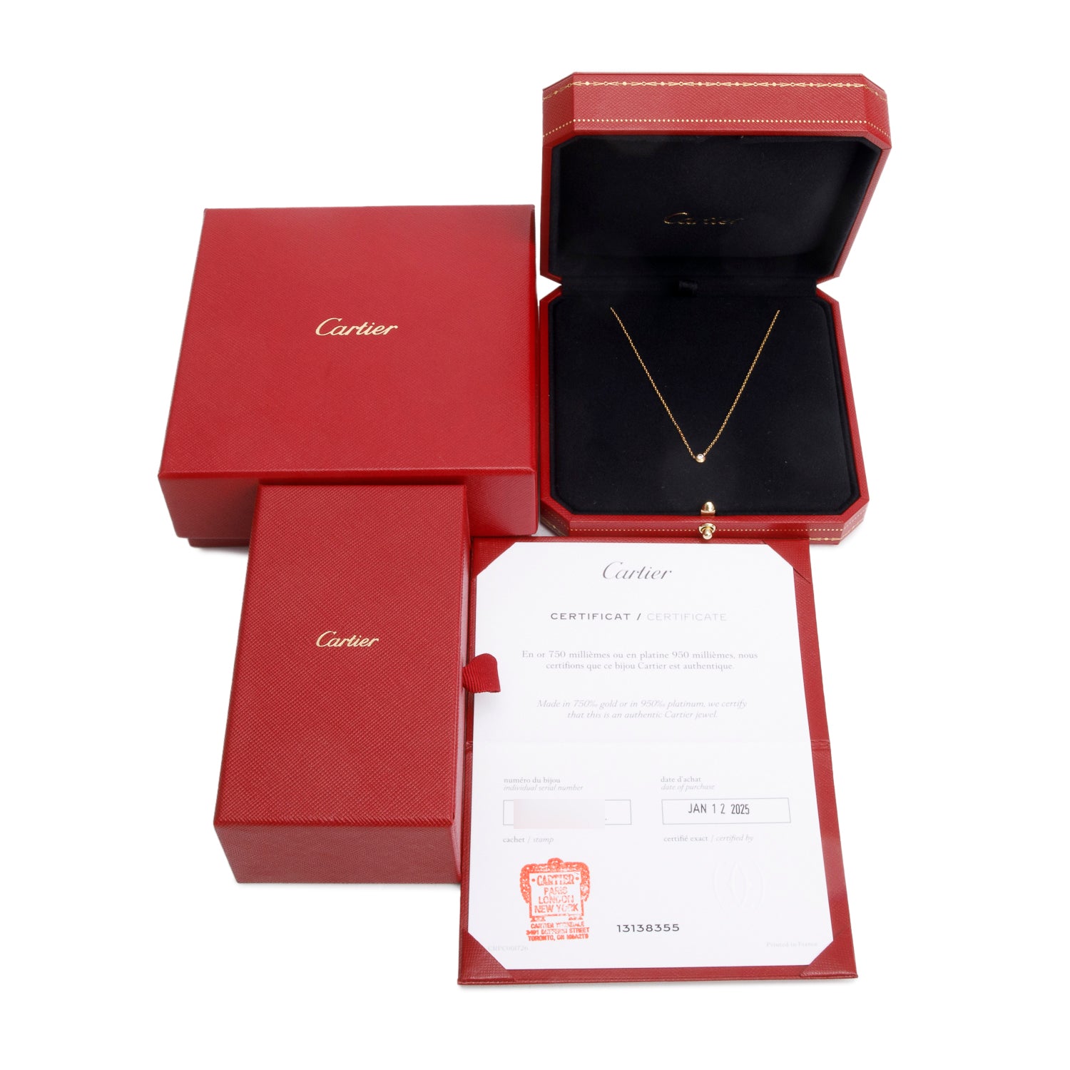 Cartier 2025 18k Yellow Gold Diamond D'Amour Pendant Necklace, Mini Model w/ Box, Receipt & Certificate