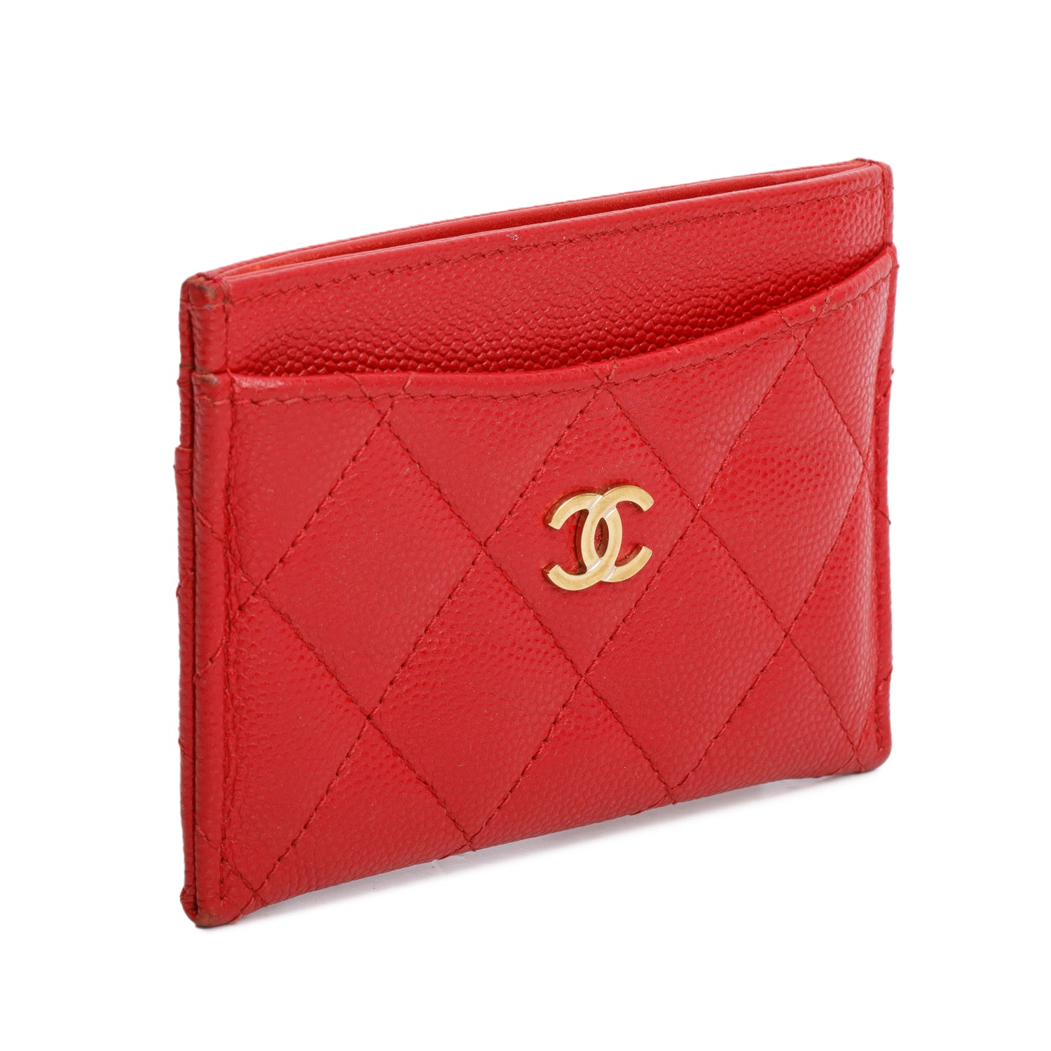 Chanel 2021 Red Caviar Leather Classic Card Holder w/ Box & Authenticity Card