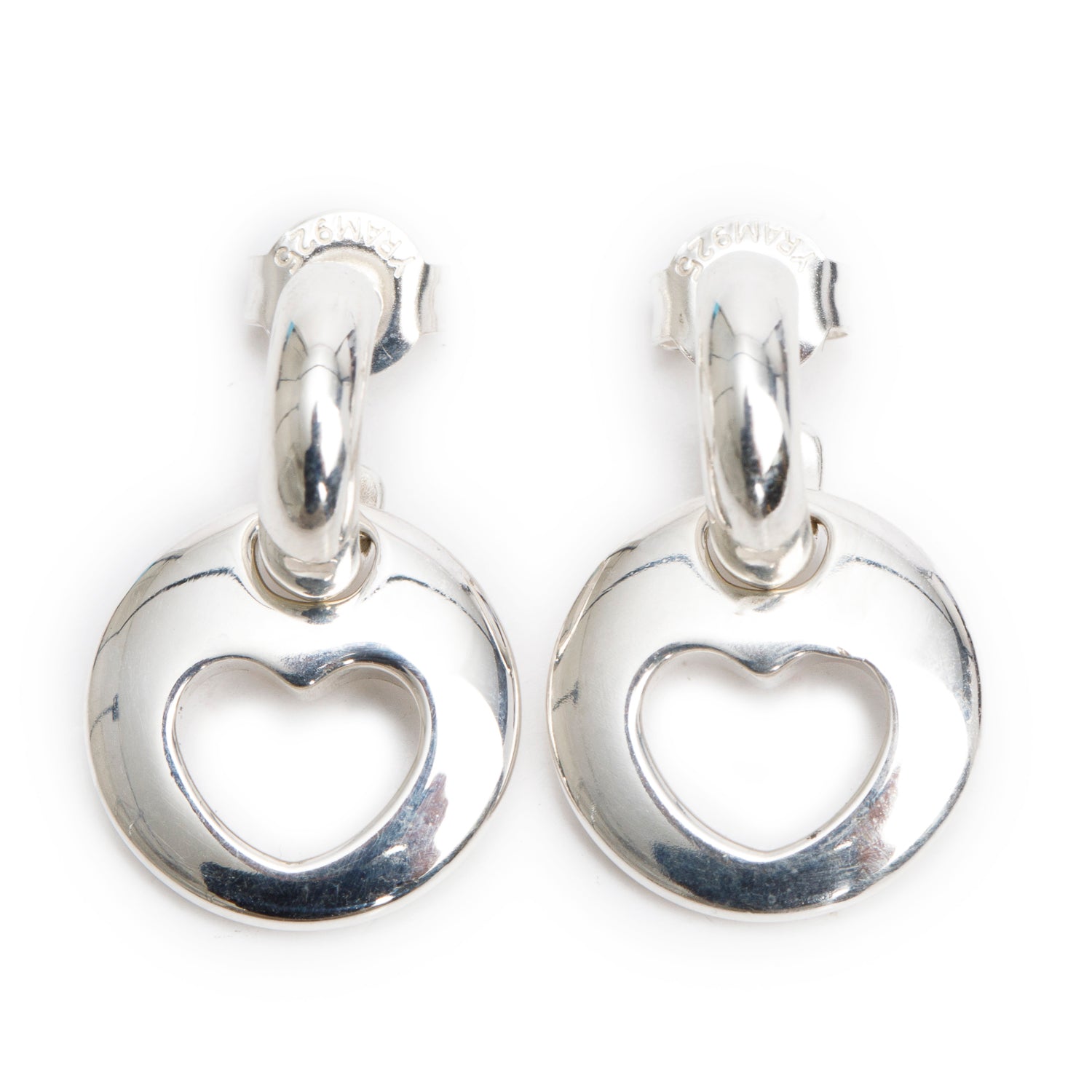Tiffany & Co. Vintage Sterling Silver Heart Stencil Drop Earrings