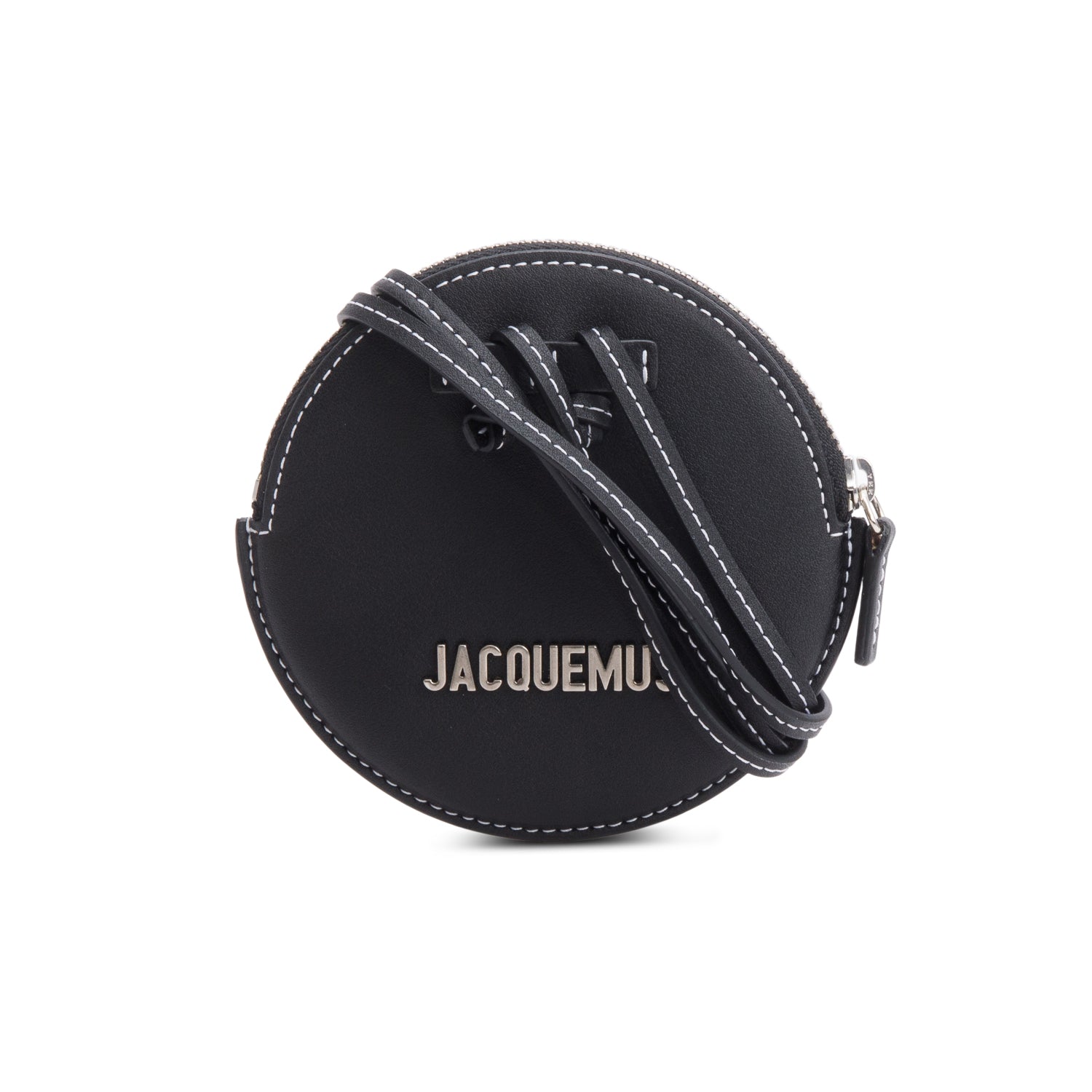 Jacquemus Black Calfskin Leather Le Pitchou Round Neck Pouch Bag
