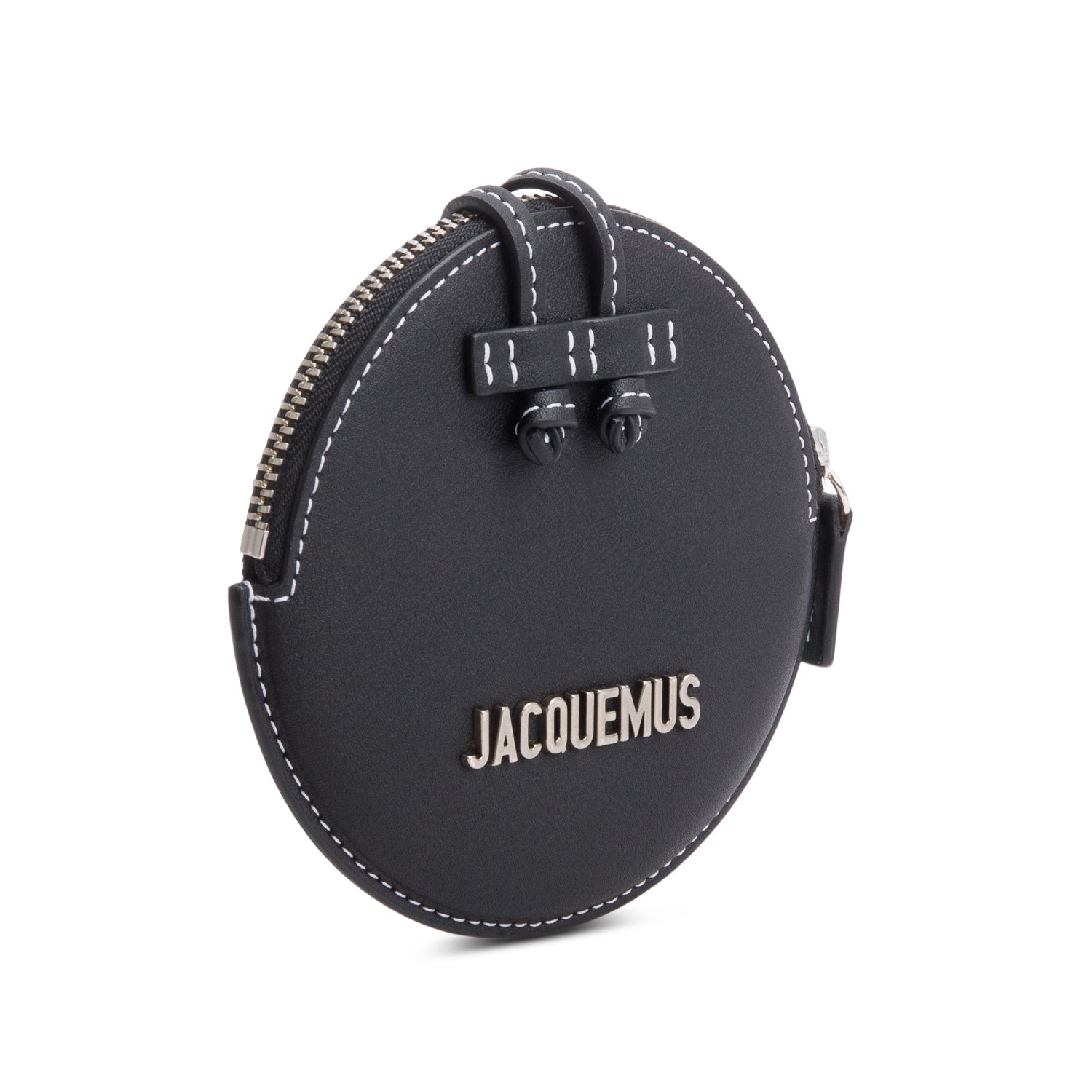 Jacquemus Black Calfskin Leather Le Pitchou Round Neck Pouch Bag