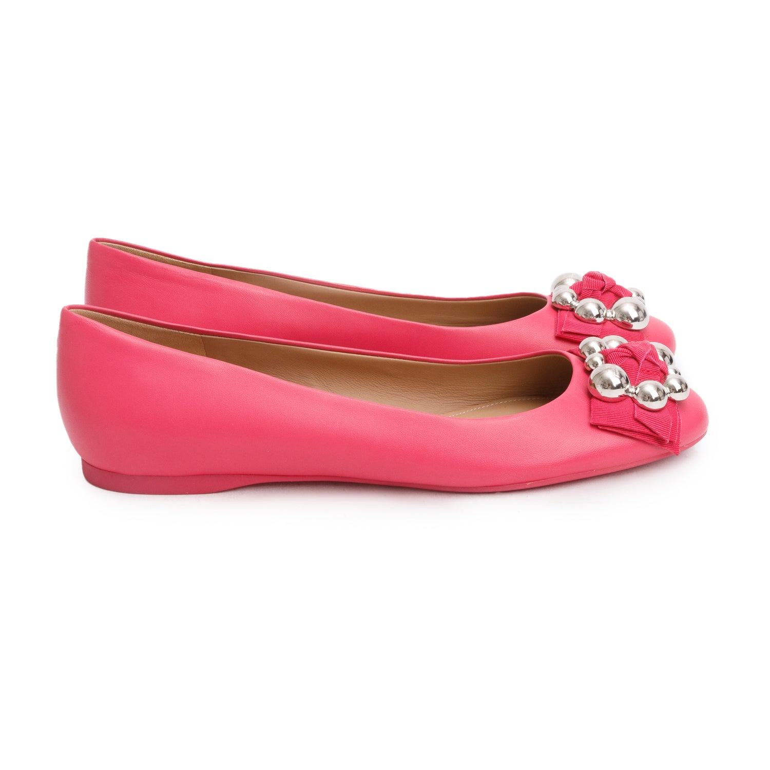 Salvatore Ferragamo Pink Leather Ballet Flats, Size 10