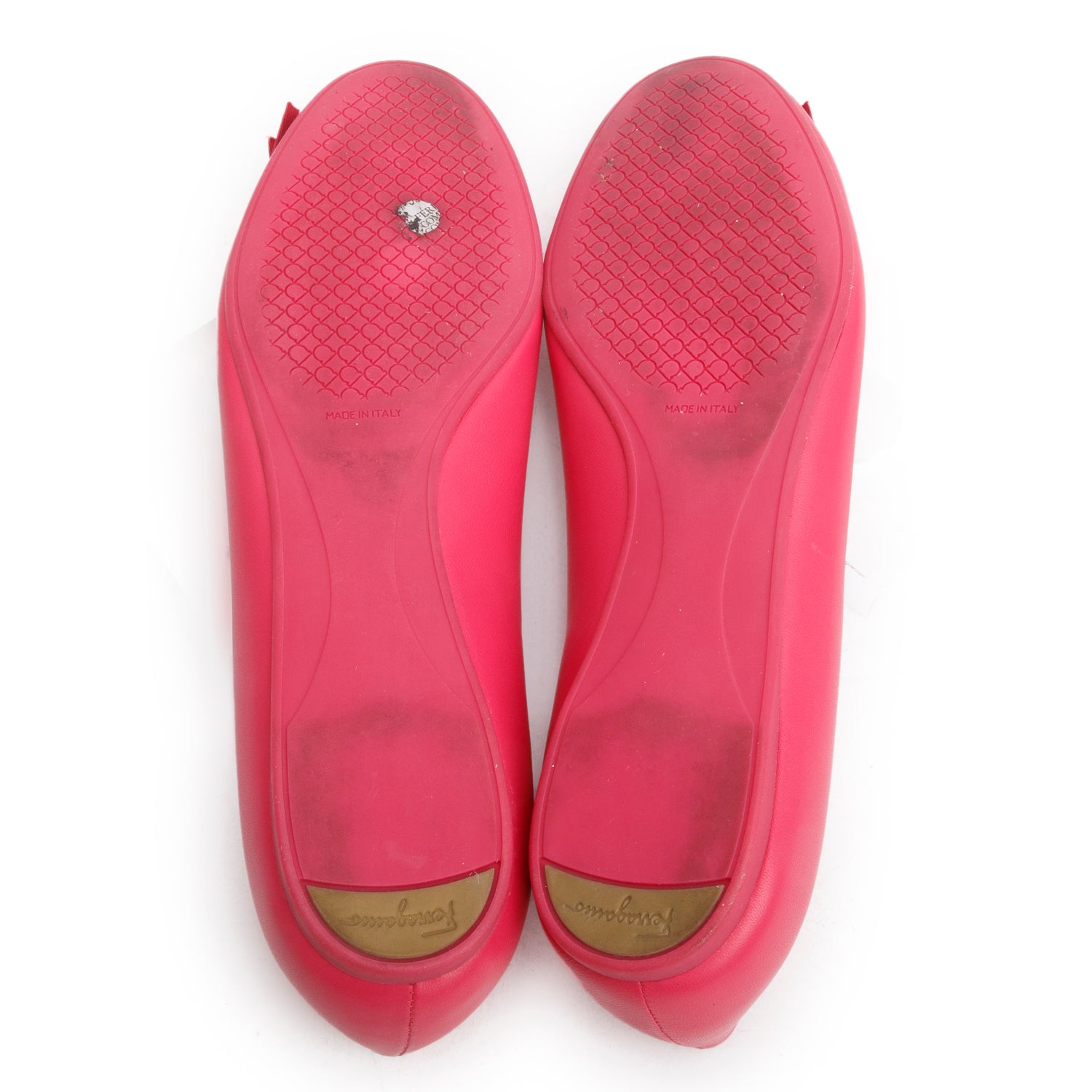 Salvatore Ferragamo Pink Leather Ballet Flats, Size 10