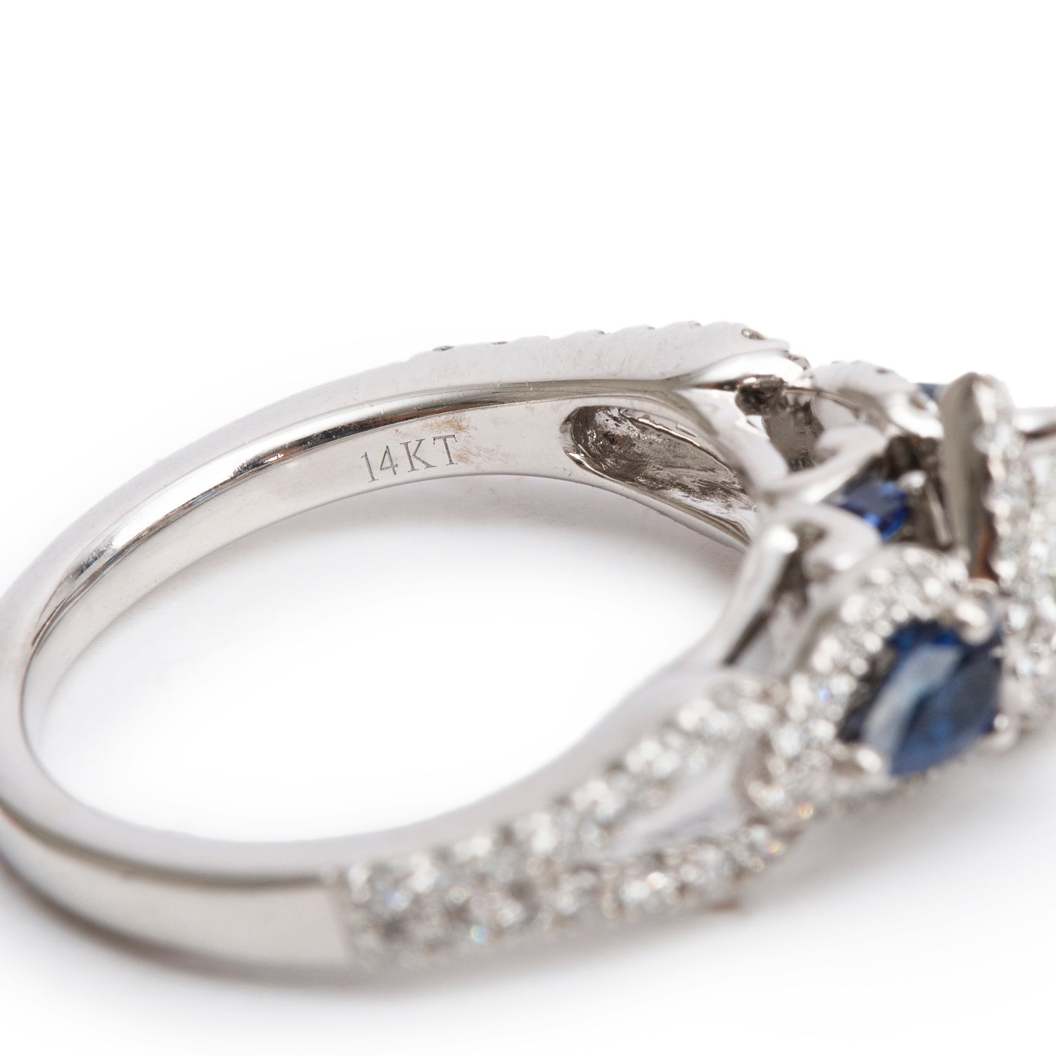 Vera Wang 14k White Gold Love Pear Shaped Diamond & Blue Sapphire Engagement Ring, Size 6.25