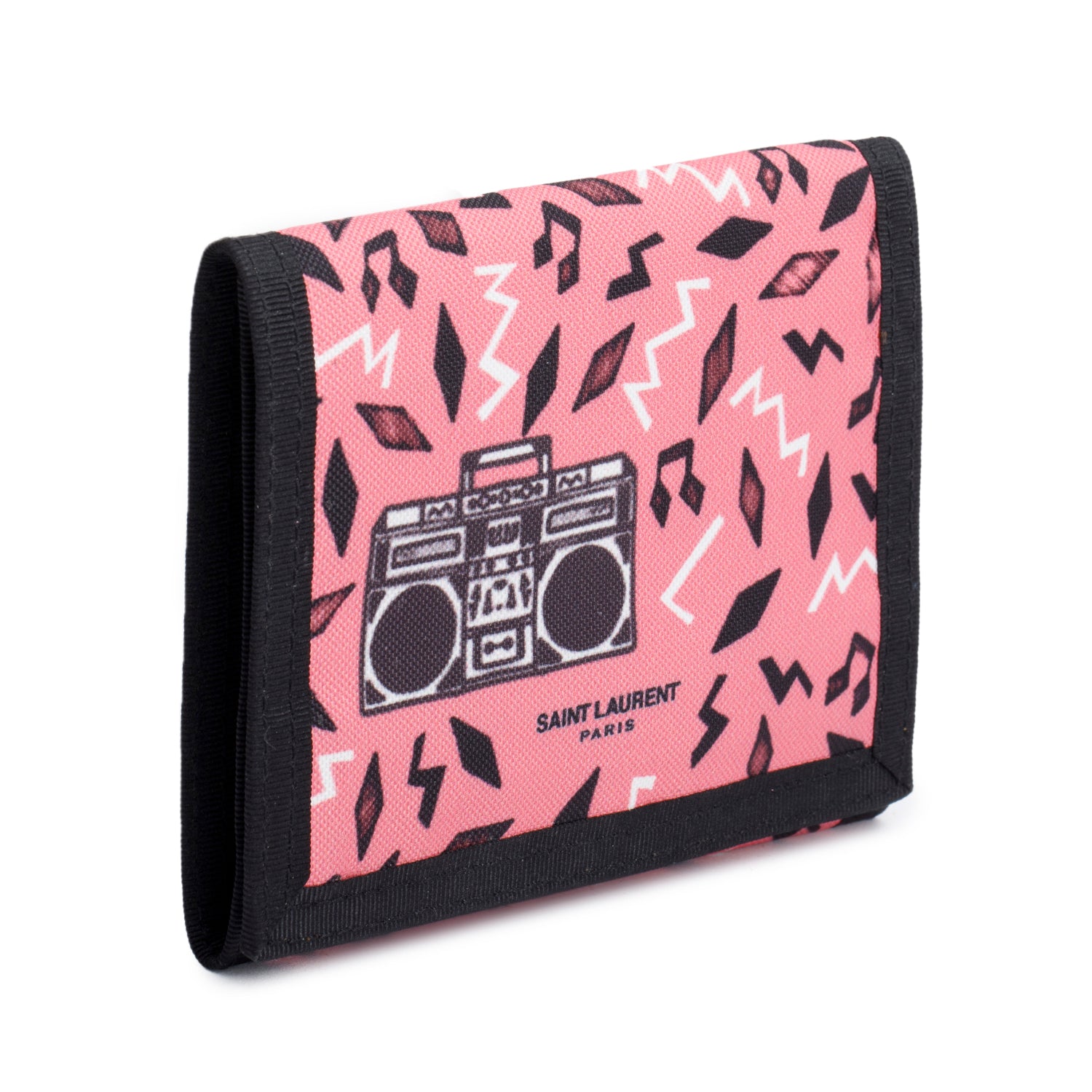 Saint Laurent Pink Canvas Radio Print Buffalo Trifold Wallet