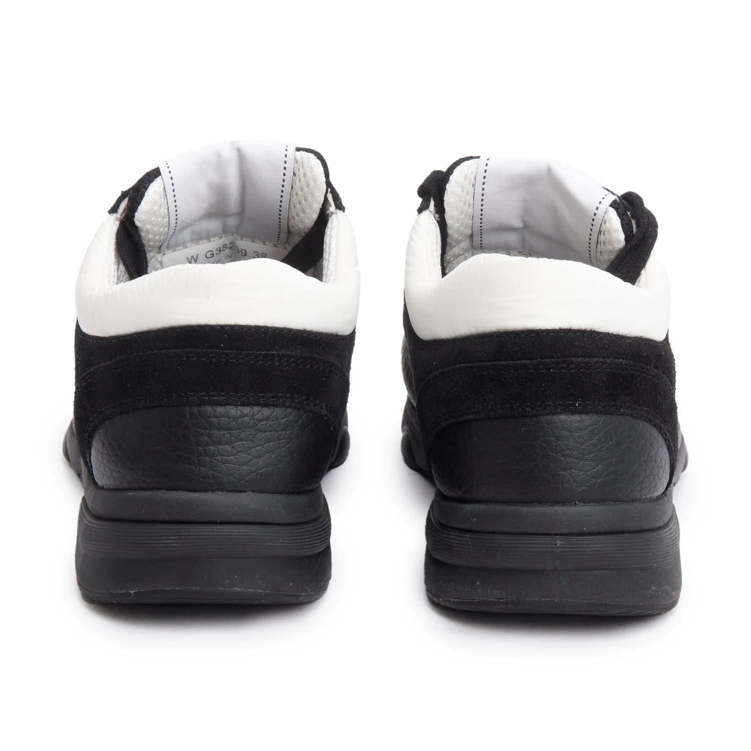 Chanel 2024 Black Calfskin Mesh Suede CC Logo Sneakers, Size 38 w/ Receipt
