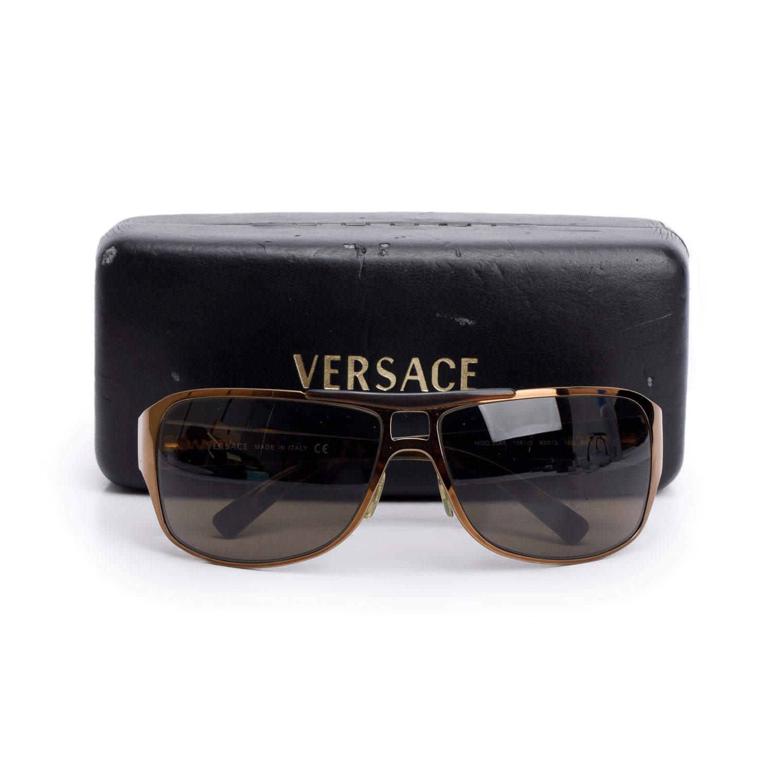 Versace 2065 Brown Acetate Shield Sunglasses w/ Case