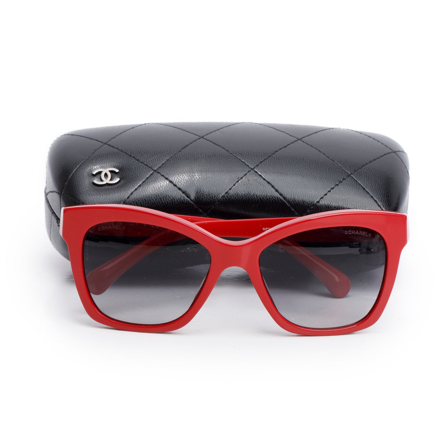 Chanel 5313 Red Acetate CC Boy Accent Butterfly Sunglasses w/ Case