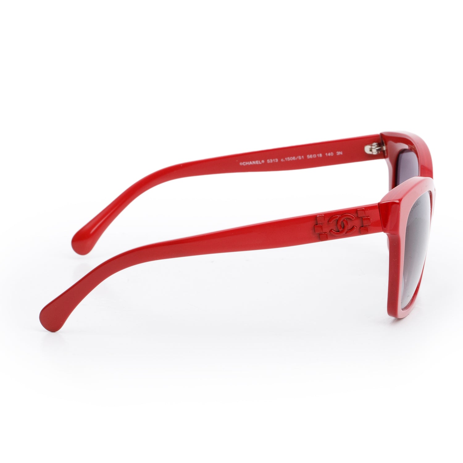 Chanel 5313 Red Acetate CC Boy Accent Butterfly Sunglasses w/ Case