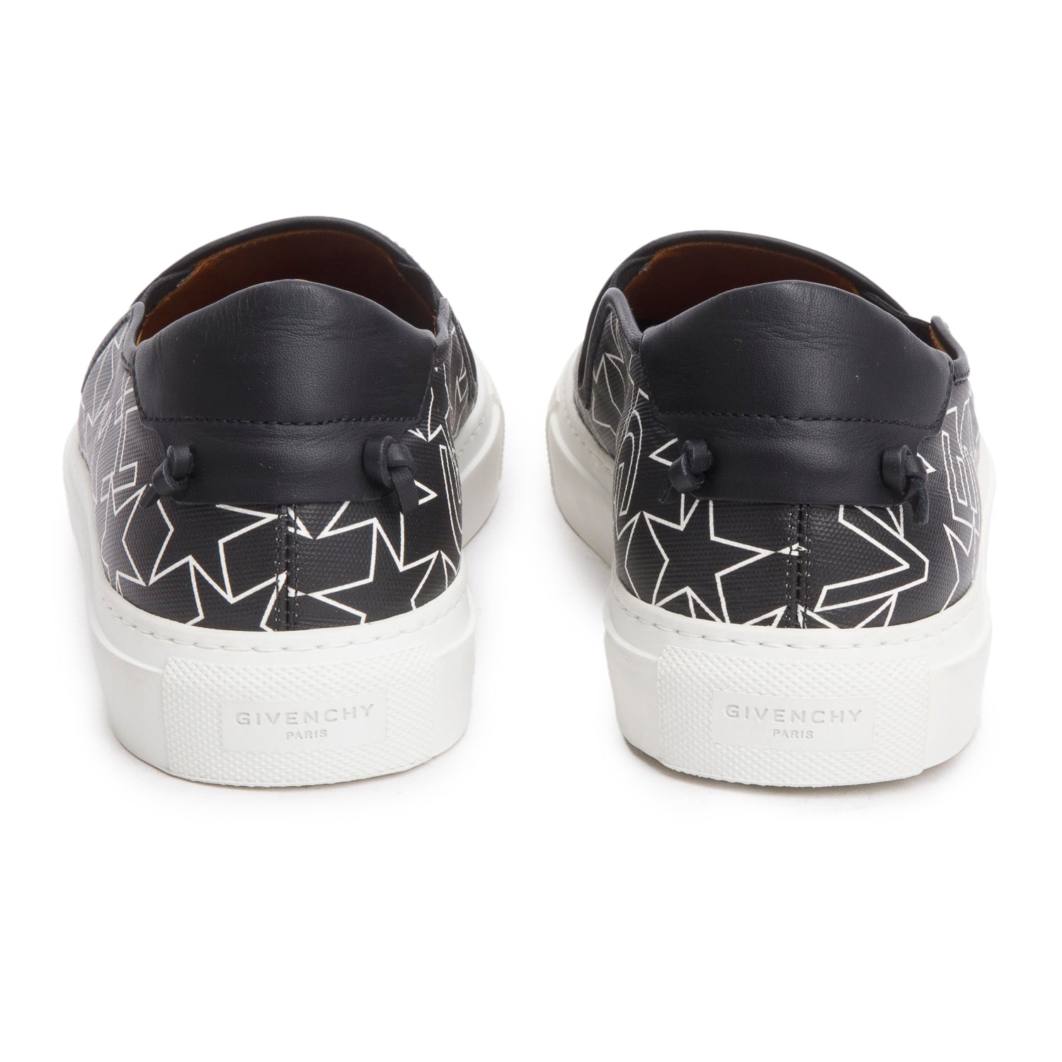 Givenchy Blac/White Calfskin Leather Stars Urban Street Slip-On Sneakers, Size 39