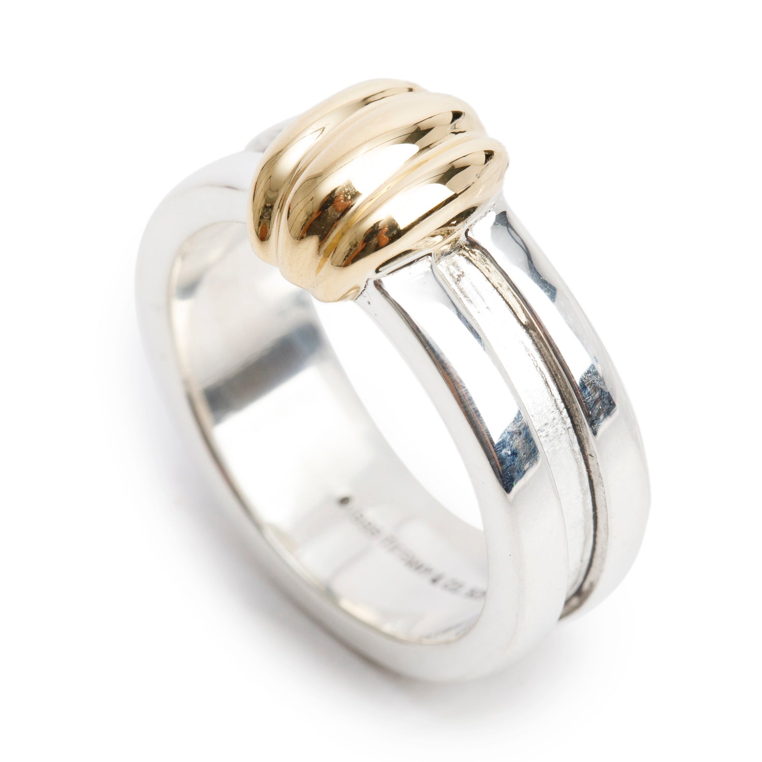 Tiffany & Co. Vintage Sterling & 18k Yellow Gold Atlas Groove Band Ring, Size 7