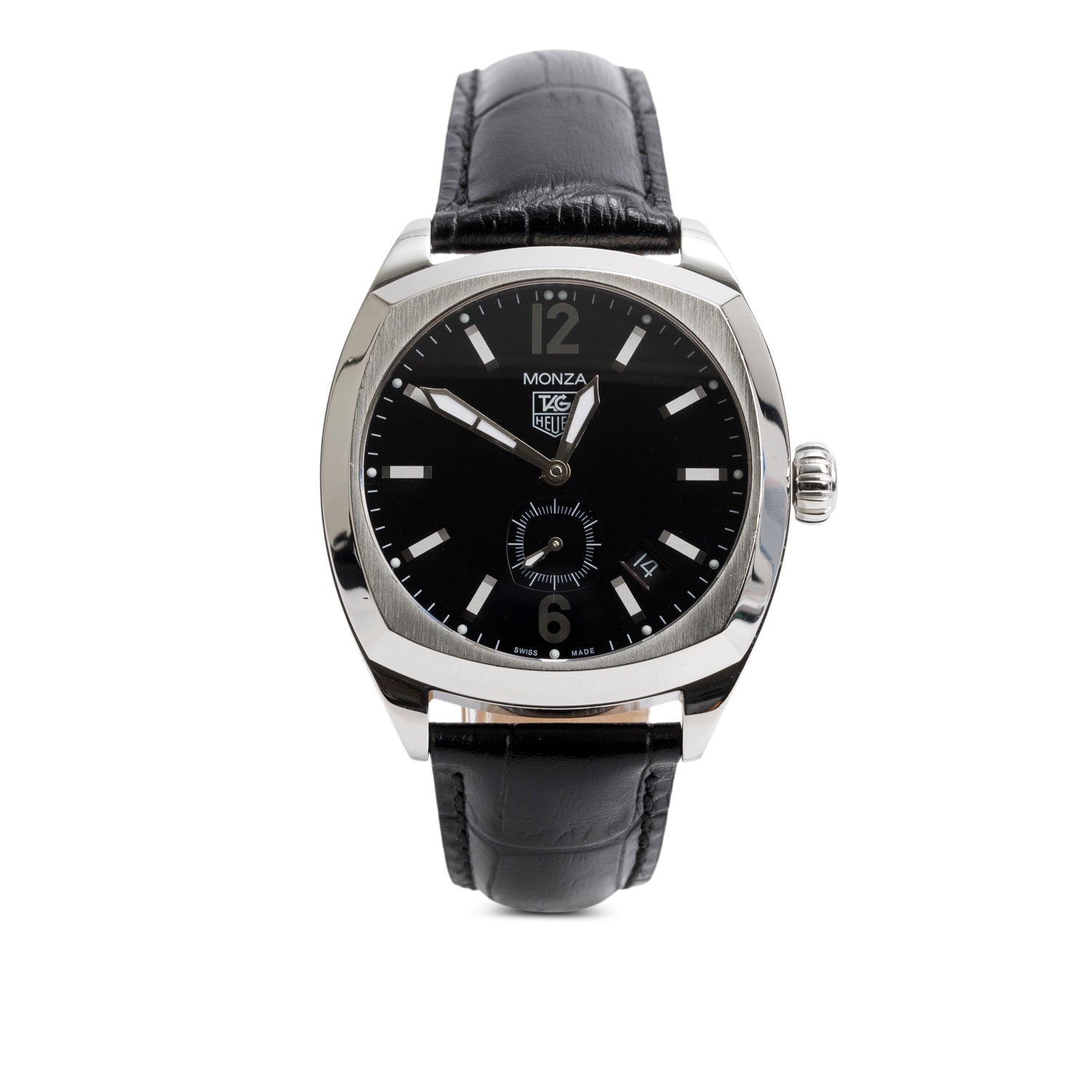 Tag Heuer Stainless Steel Monza 38 MM Automatic Watch Black Dial WR2110