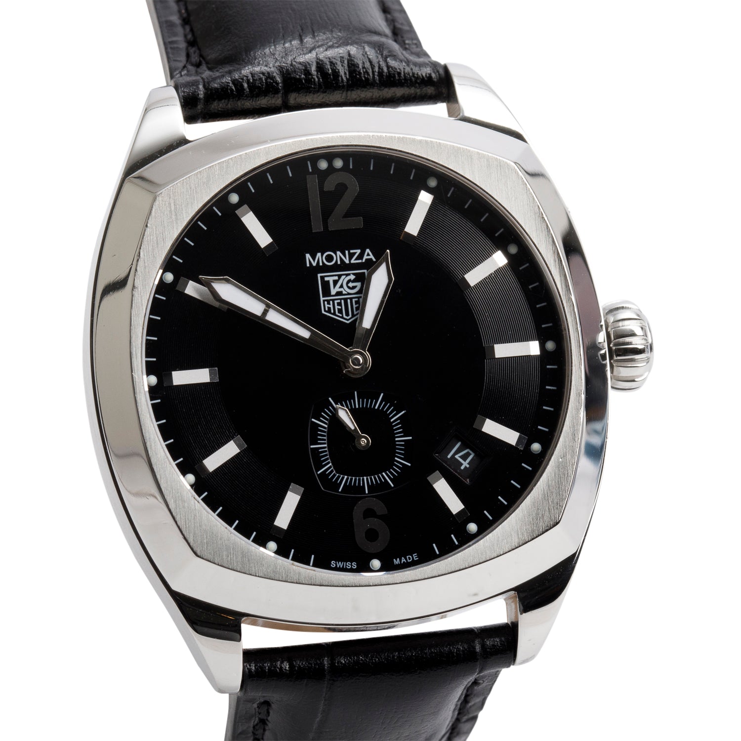 Tag Heuer Stainless Steel Monza 38 MM Automatic Watch Black Dial WR2110