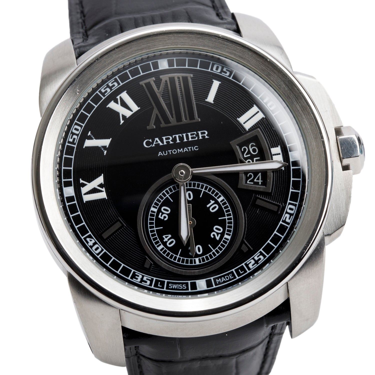 Cartier Stainless Steel Calibre de Cartier 42 MM Automatic Watch Black Dial 3299