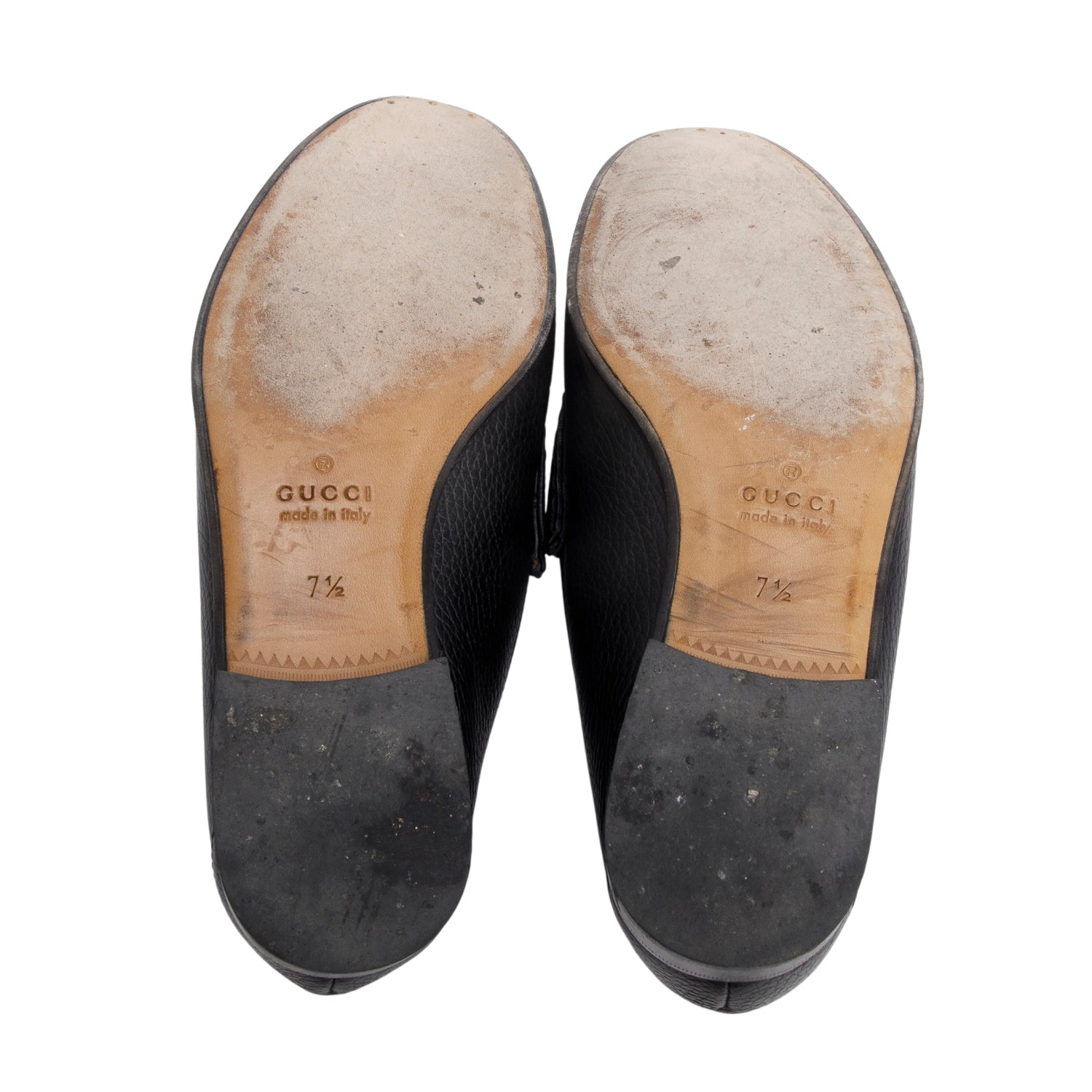 Gucci Black Leather  Horsebit 1953 Accent Drive Loafers, Men's Size 7.5