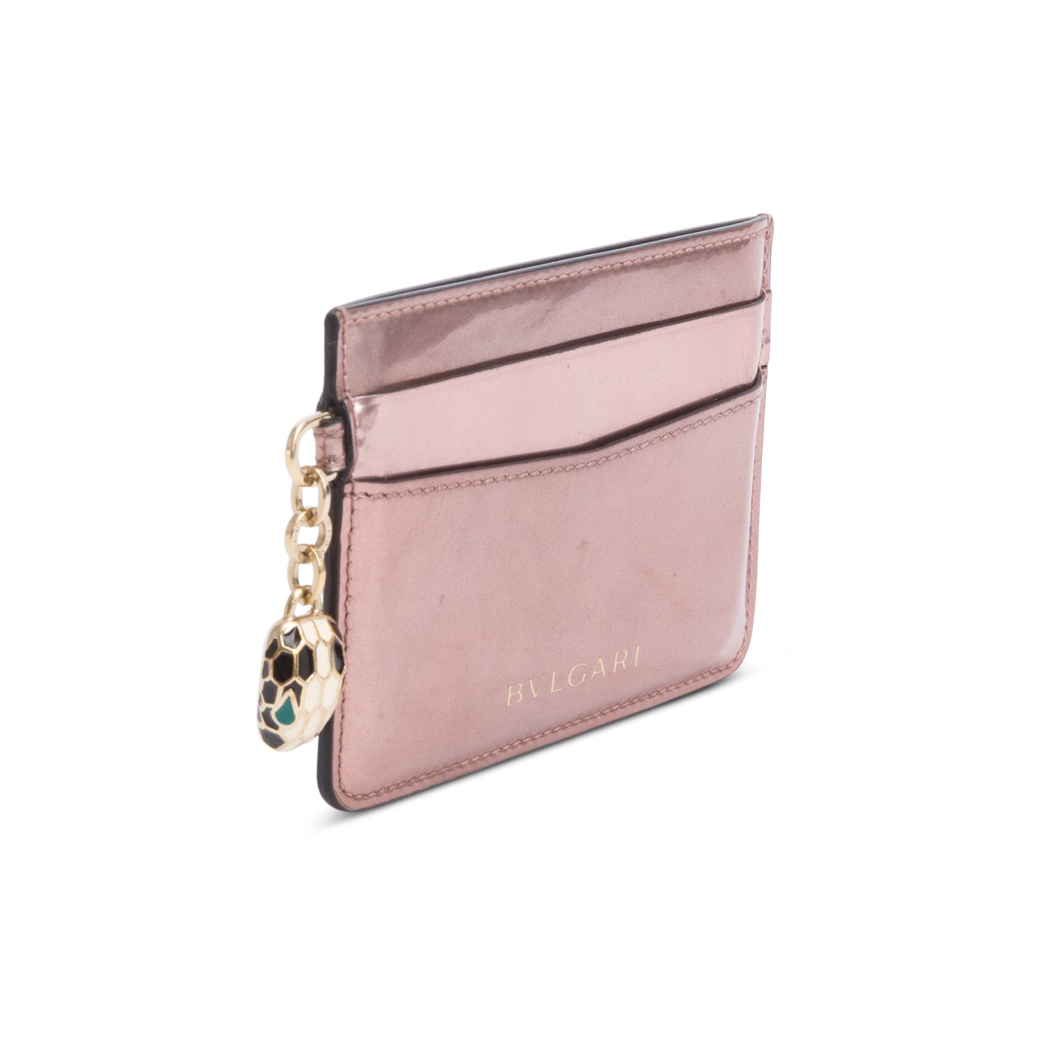 Bvlgari Pink Patent Leather Serpenti Forever Card Holder