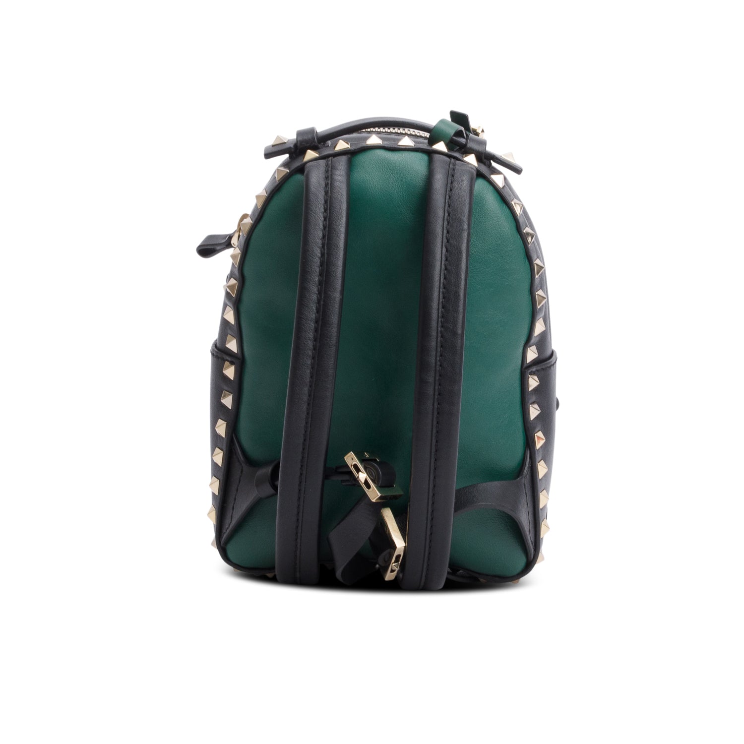 Valentino Green & Black Leather Mini Rockstud Backpack