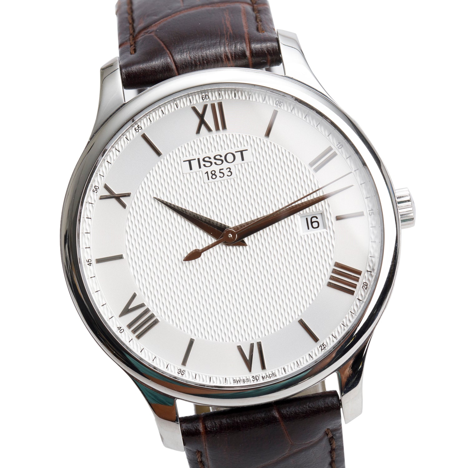 Tissot Stainless Steel Tradition 42 MM Quartz Watch Silver Dial w/ Box & Papers
