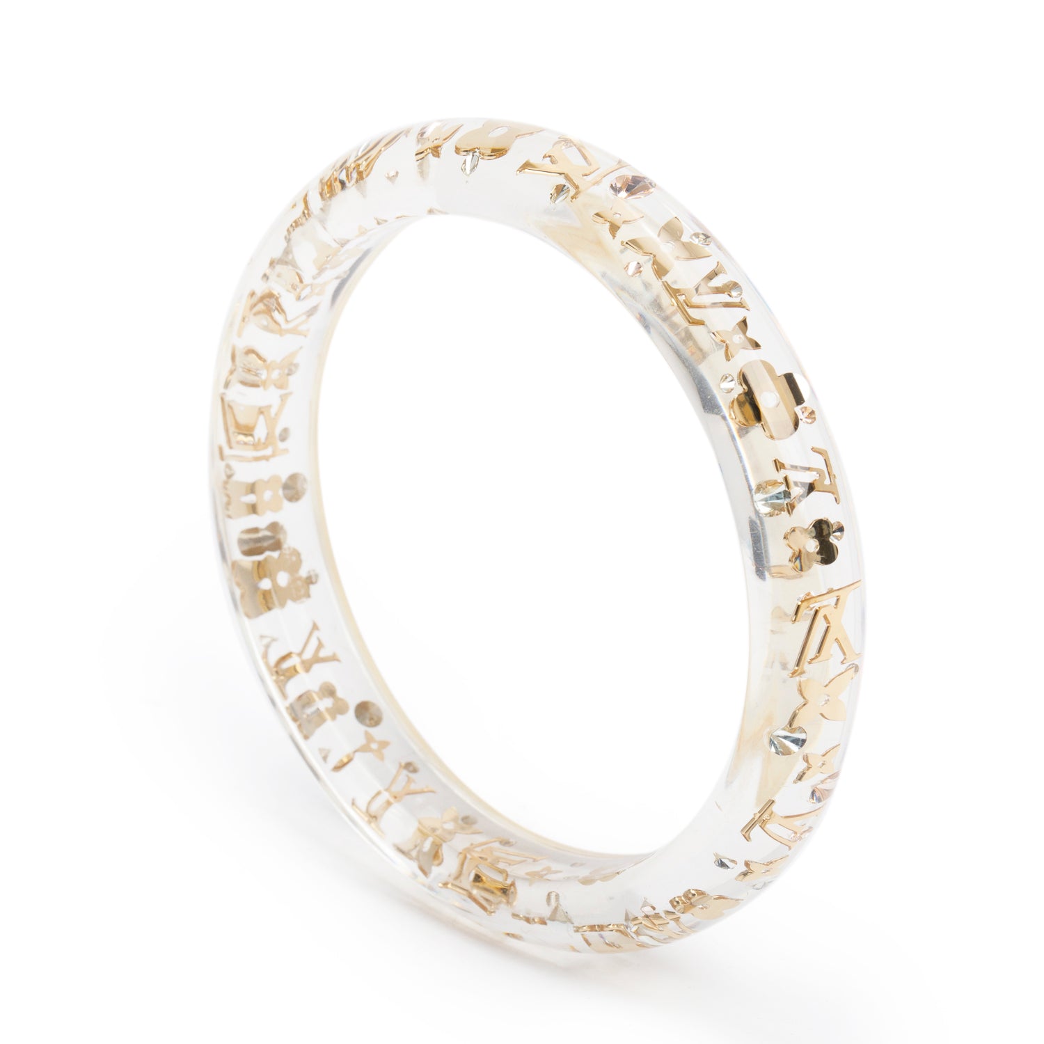 Louis Vuitton Transparent Resin & Gold Plated Swarovski Crystal Narrow Inclusion Bangle PM