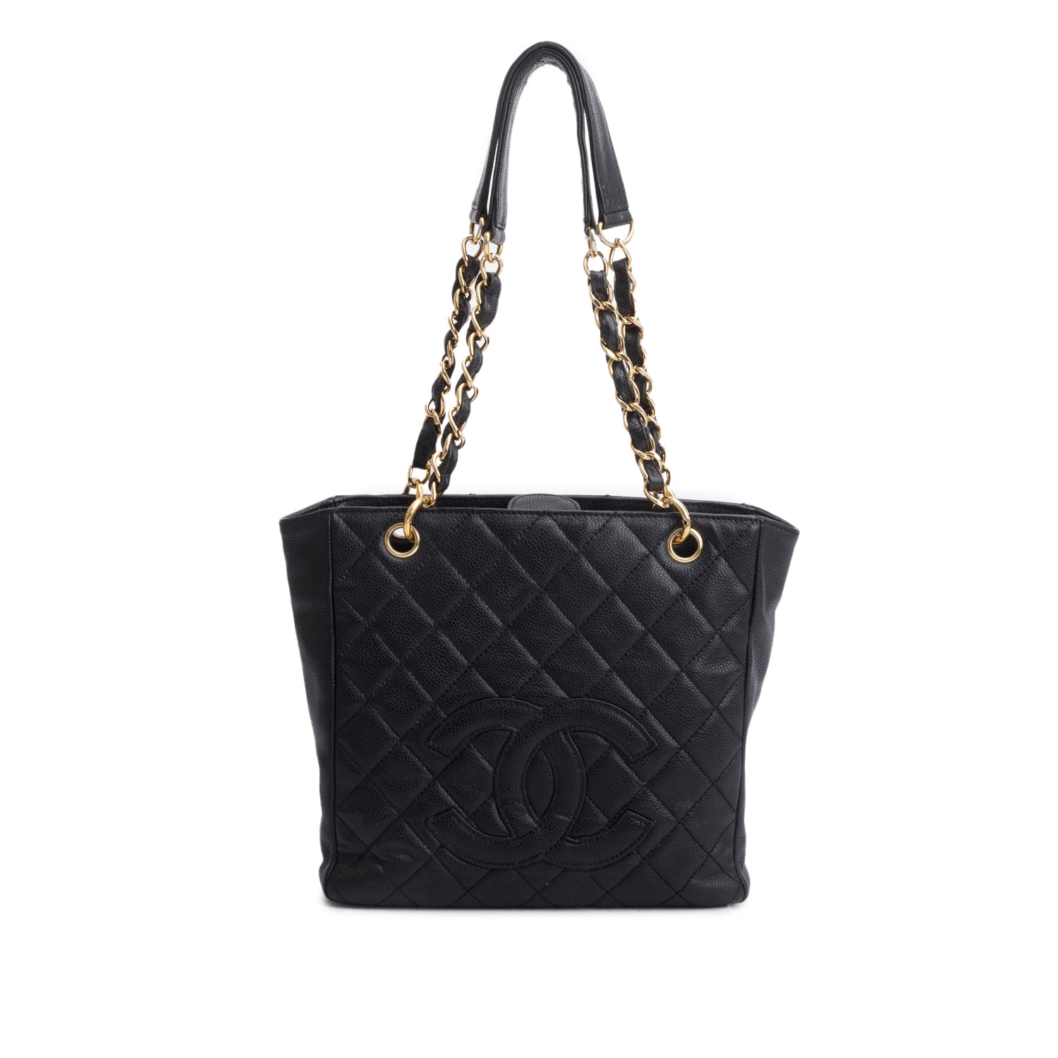 Chanel Black Caviar Quilted Petite Shopping Tote PST
