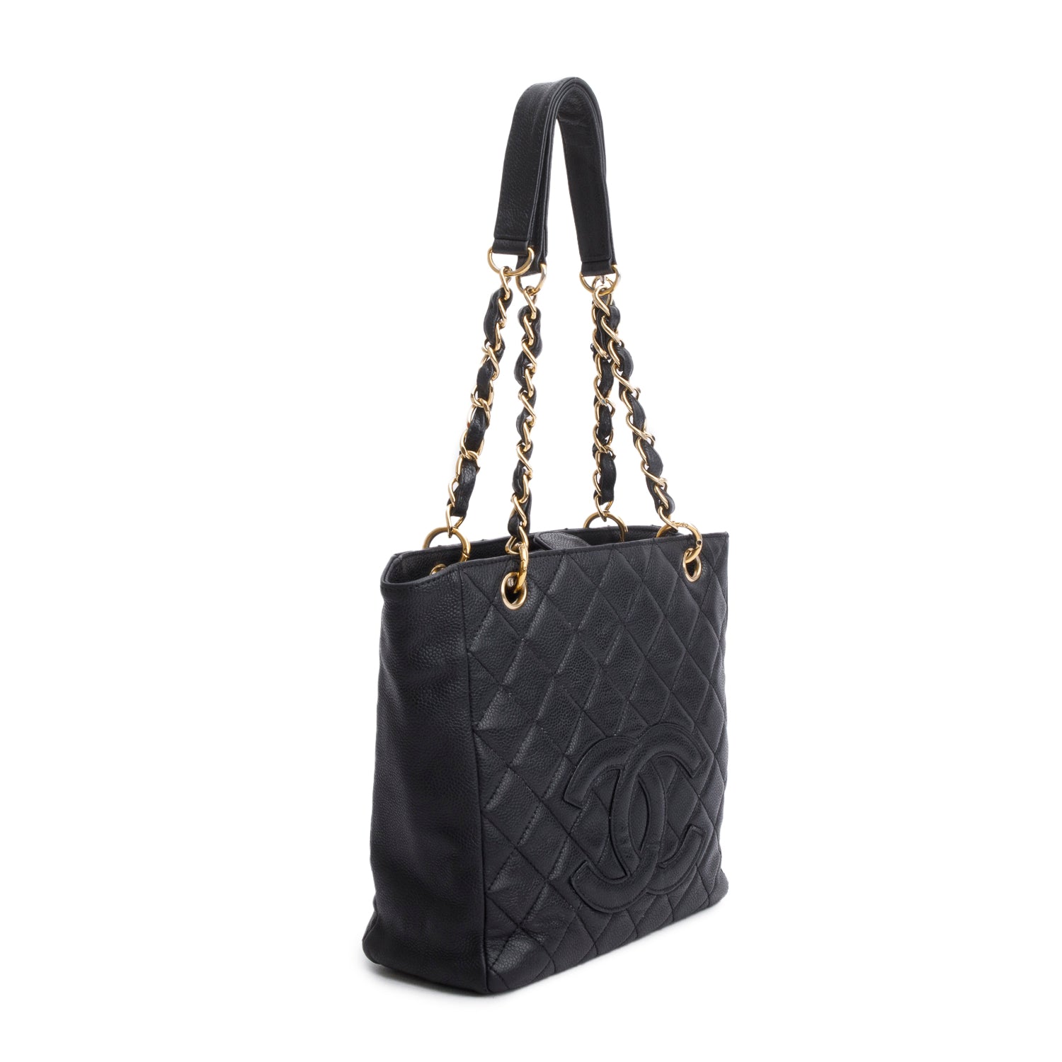 Chanel Black Caviar Quilted Petite Shopping Tote PST