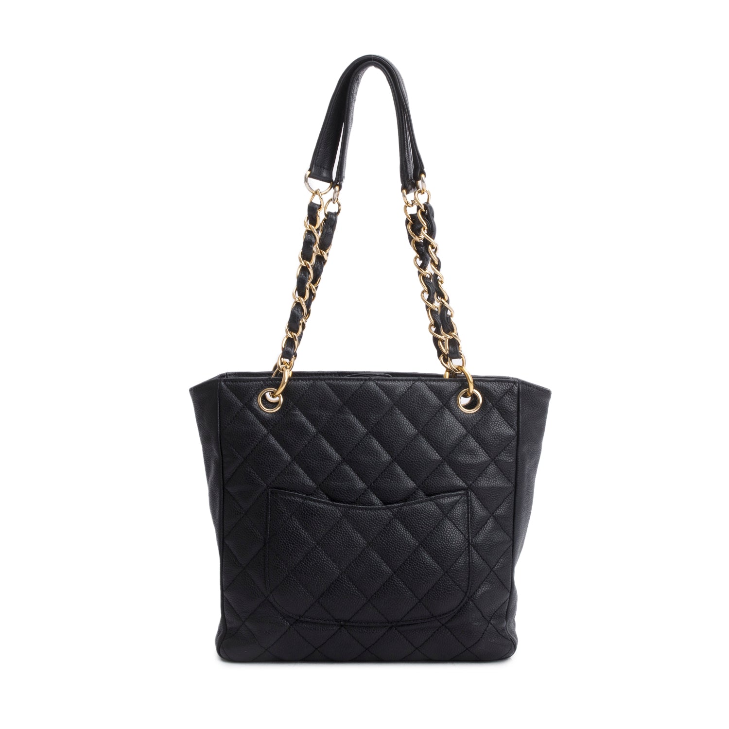 Chanel Black Caviar Quilted Petite Shopping Tote PST