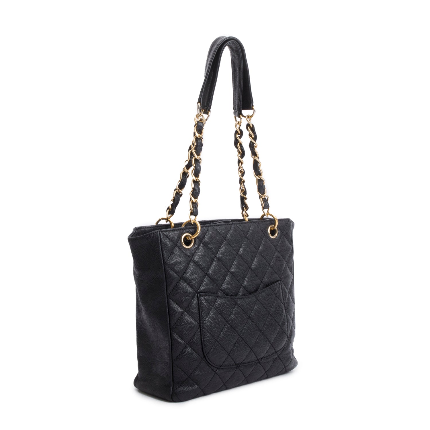 Chanel Black Caviar Quilted Petite Shopping Tote PST