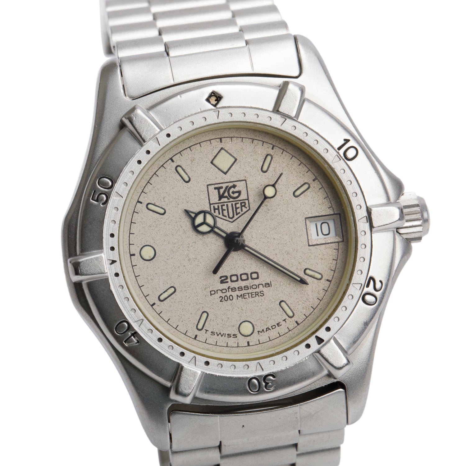 Tag Heuer Vintage Stainless Steel 2000 Series Professional 34 MM Quartz Watch Silver Dial w/ Box