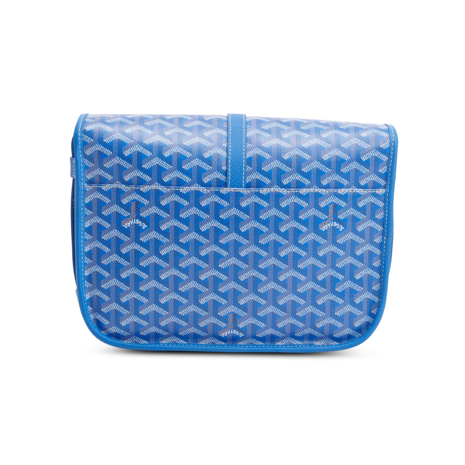 Goyard 2023 Blue Leather & Monogram Canvas Belvedere MM Crossbody Bag