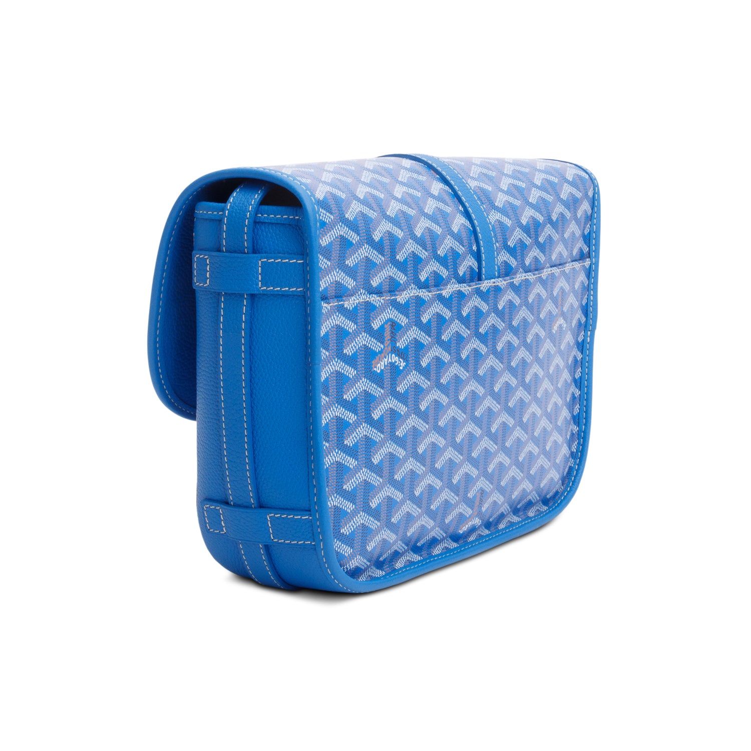 Goyard 2023 Blue Leather & Monogram Canvas Belvedere MM Crossbody Bag