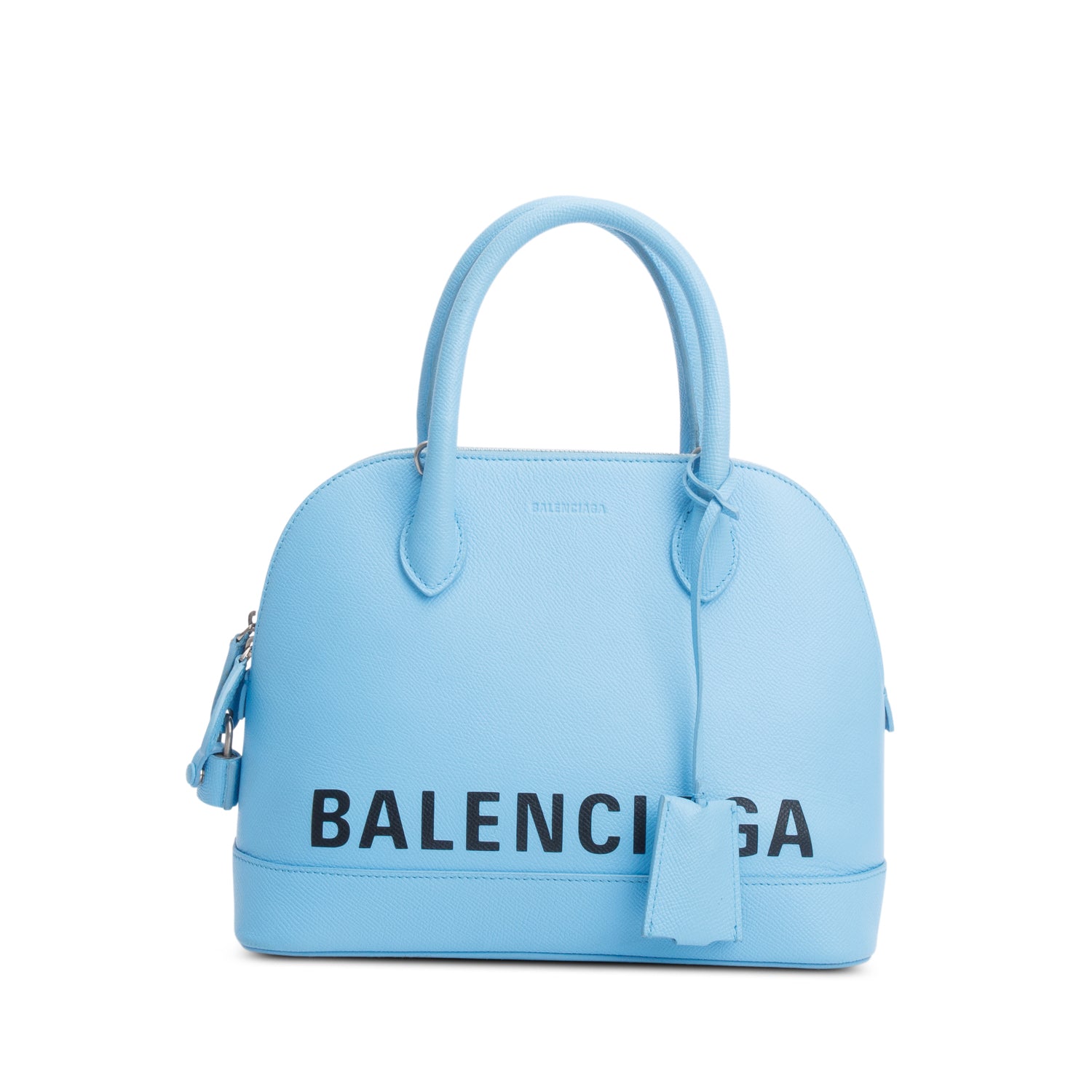 Balenciaga Blue Calfskin Logo S Ville Top Handle Bag w/ Strap