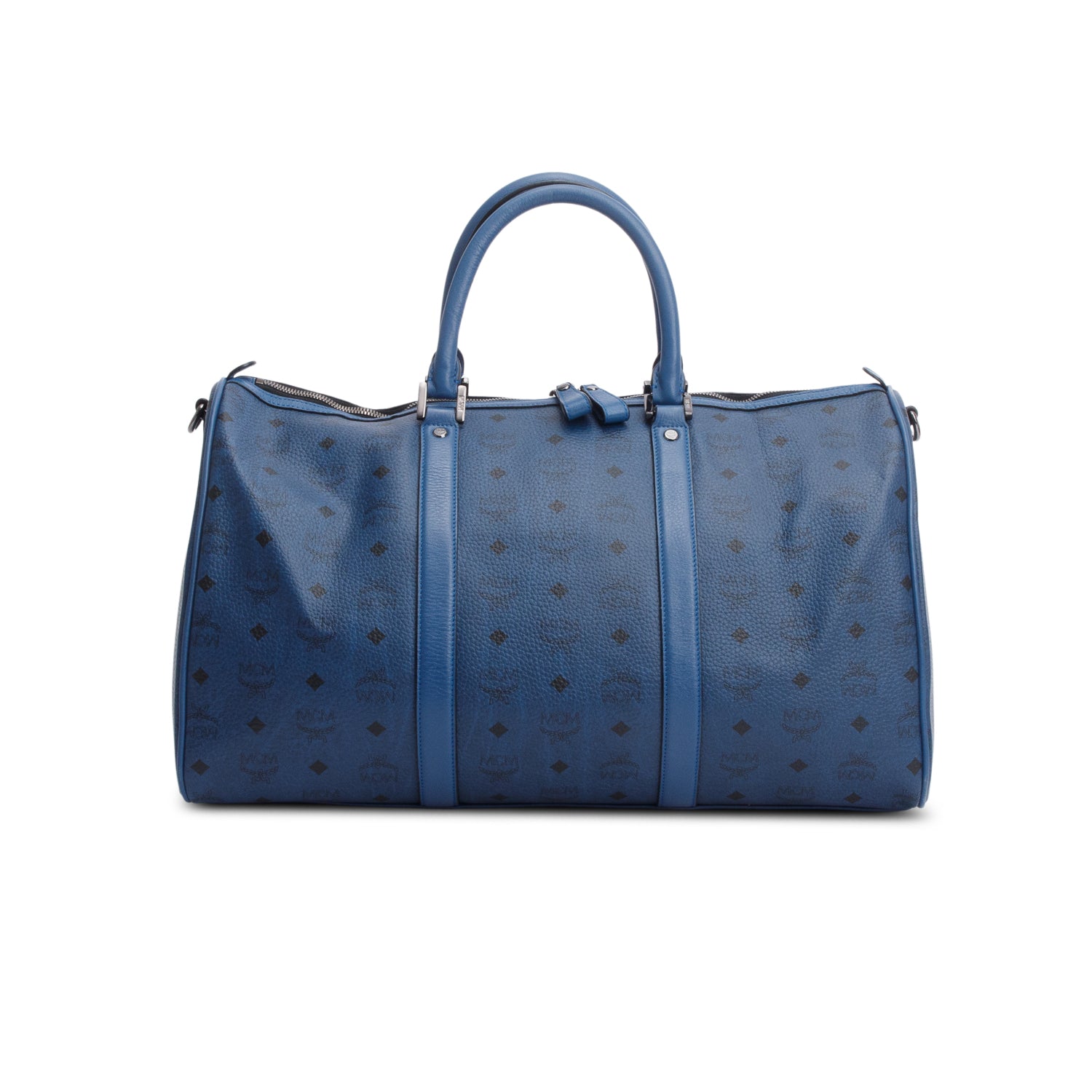 MCM Blue Visetos Ottomar Weekender Bag