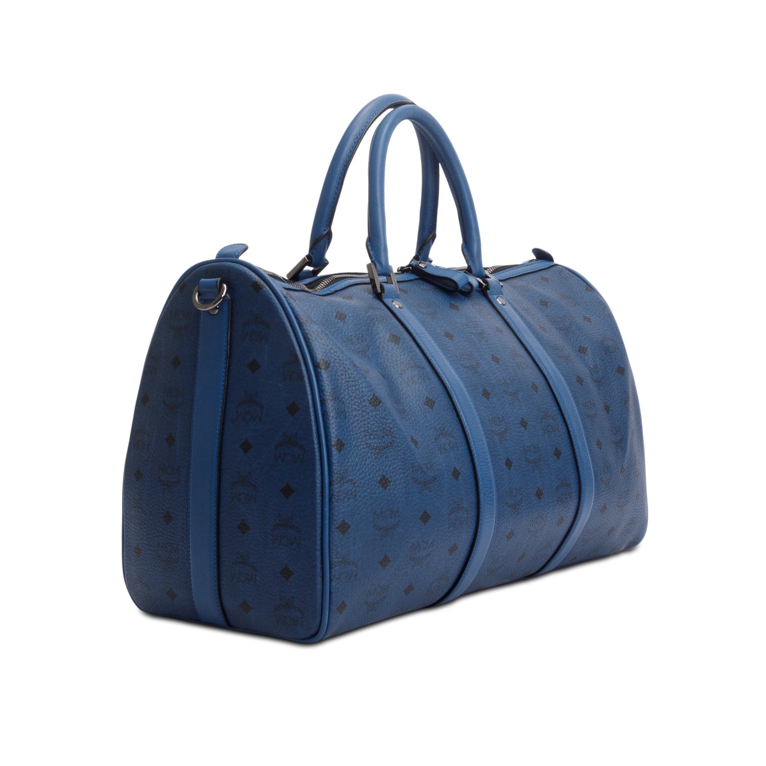 MCM Blue Visetos Ottomar Weekender Bag