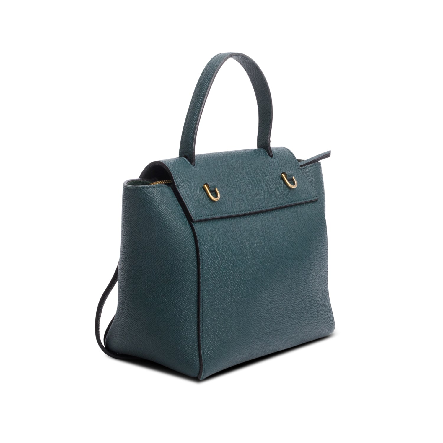 Celine Green Grained Calfskin Leather Nano Belt Bag w/ Strap