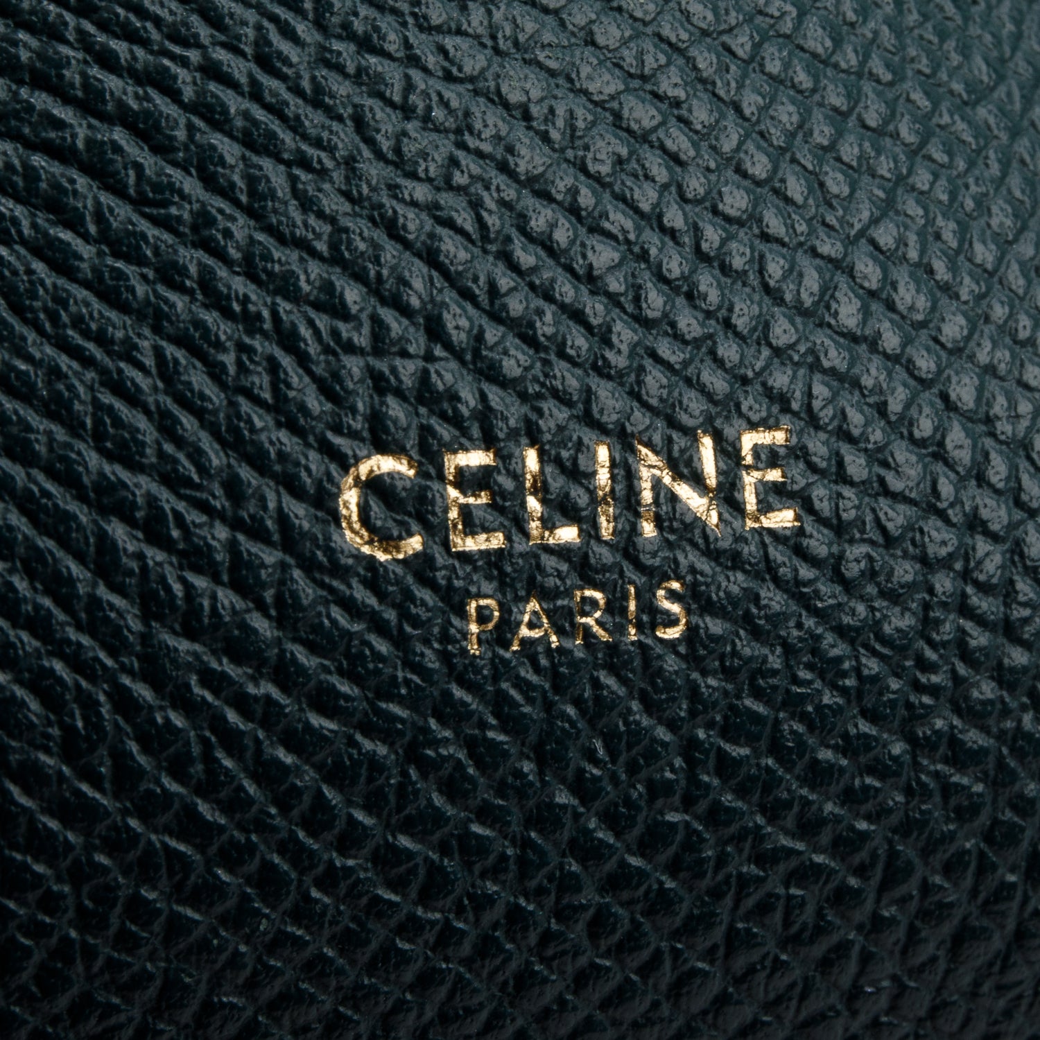 Celine Green Grained Calfskin Leather Nano Belt Bag w/ Strap