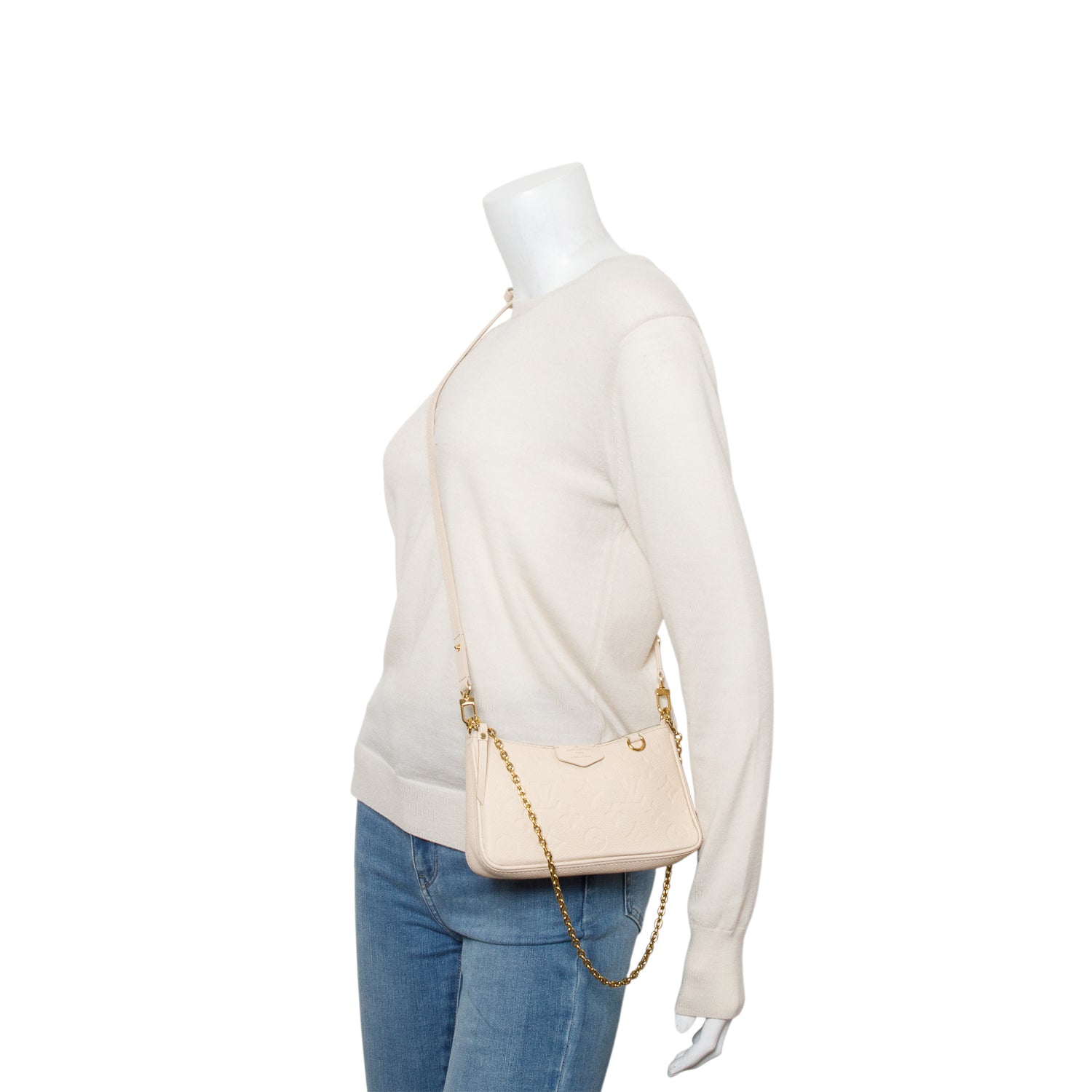 Louis Vuitton Cream Empreinte Easy Pouch On Strap Shoulder Bag